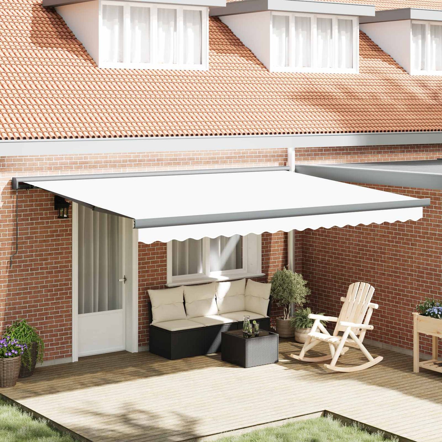 Utrækkelig Markise Hvid 4 × 3 m Canvas og Aluminium