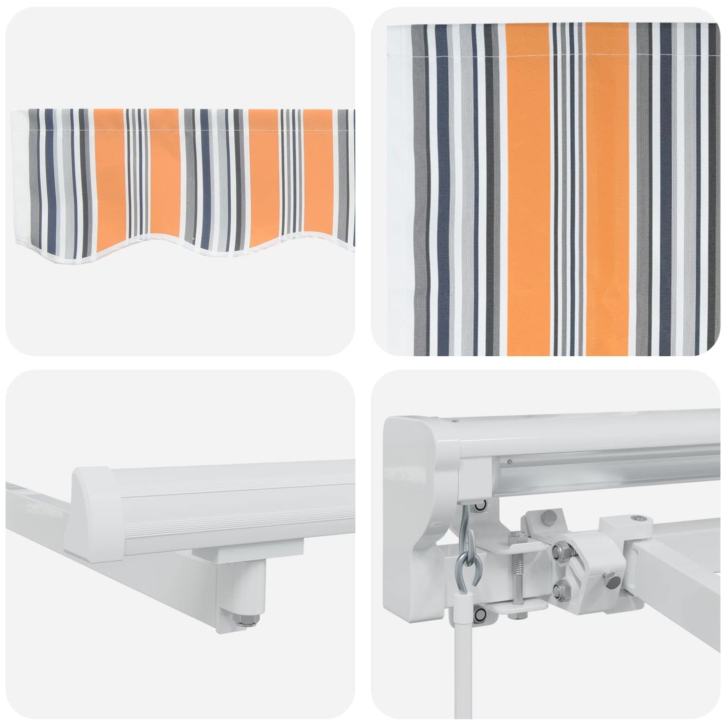 Manuel Utrækkelig Markise Orange, Grå, Blå, Hvid 4 × 3,5 m