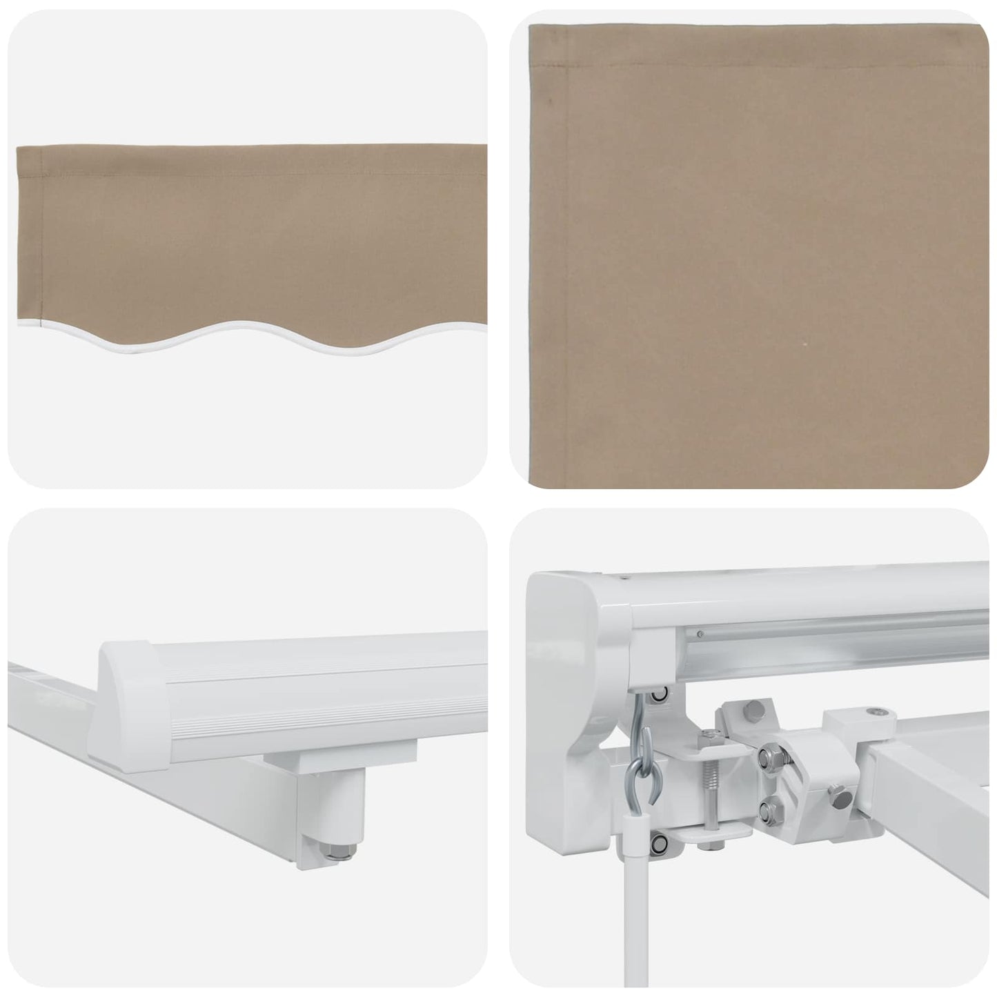 Manuel markise-ramme med LED-lys Beige og hvid 2,5 x 2 m