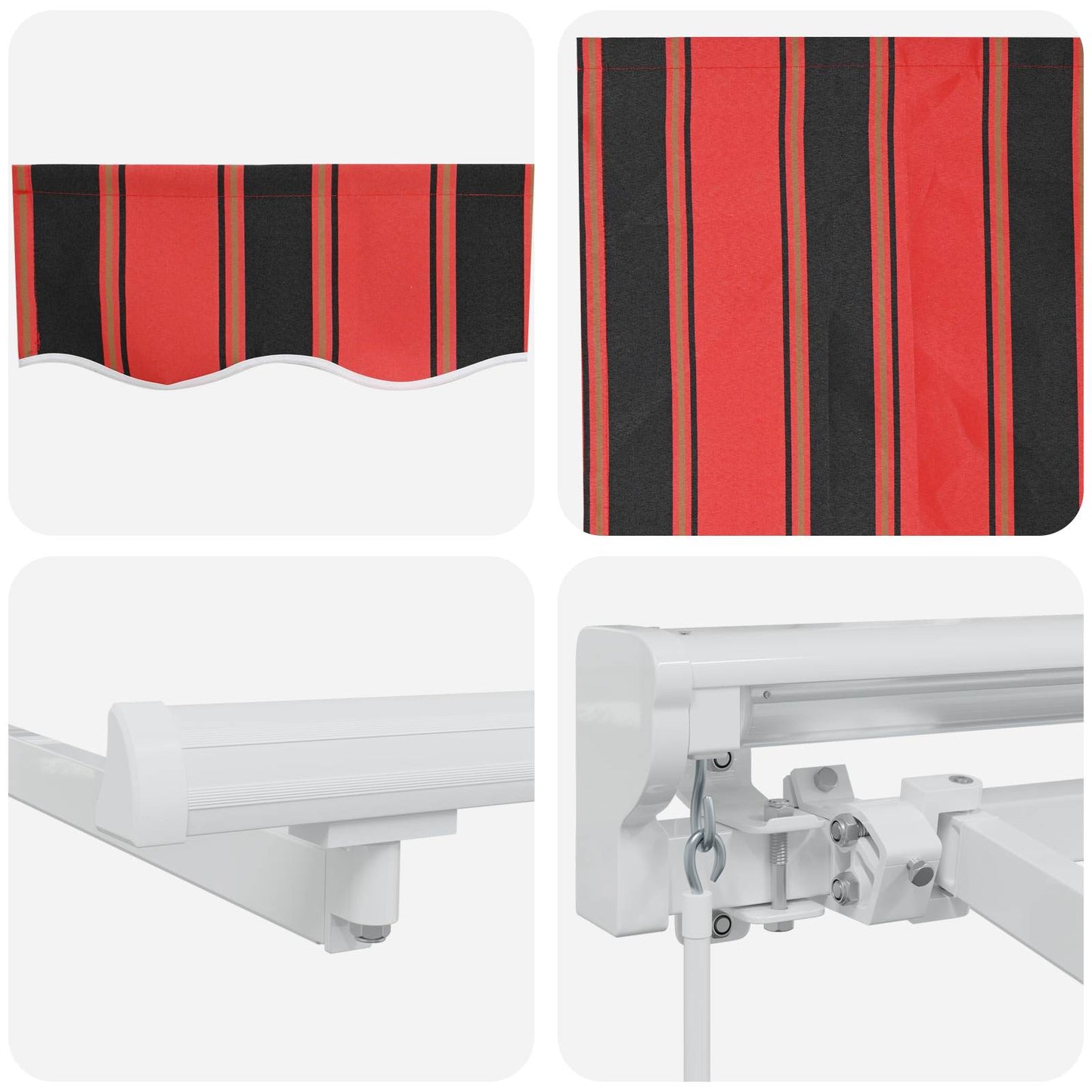 Manuel markise-ramme med LED-lys Orange, Sort og Hvid 3 x 2 m