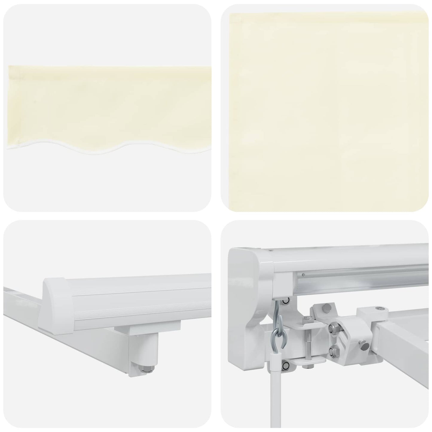 Manuel markise-ramme med LED-lys Creme og hvid 4,5 × 3,5 m