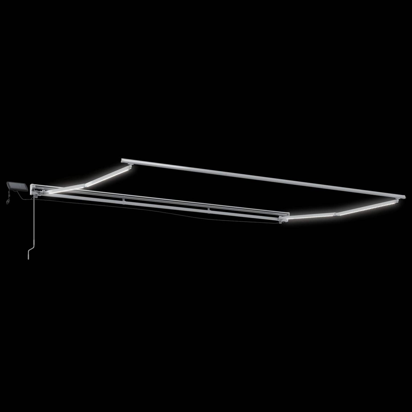 Manuel markise-ramme med LED-lys Creme og hvid 4,5 × 3,5 m
