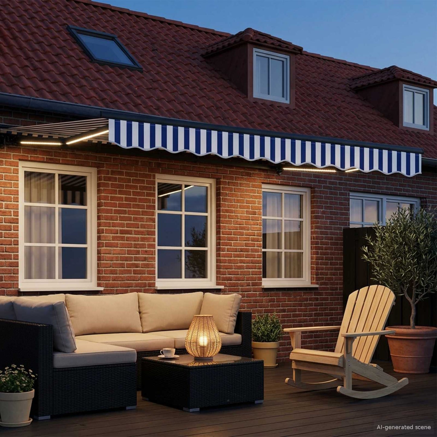 Manuel markise-ramme med LED-lys 2,5 x 2 m