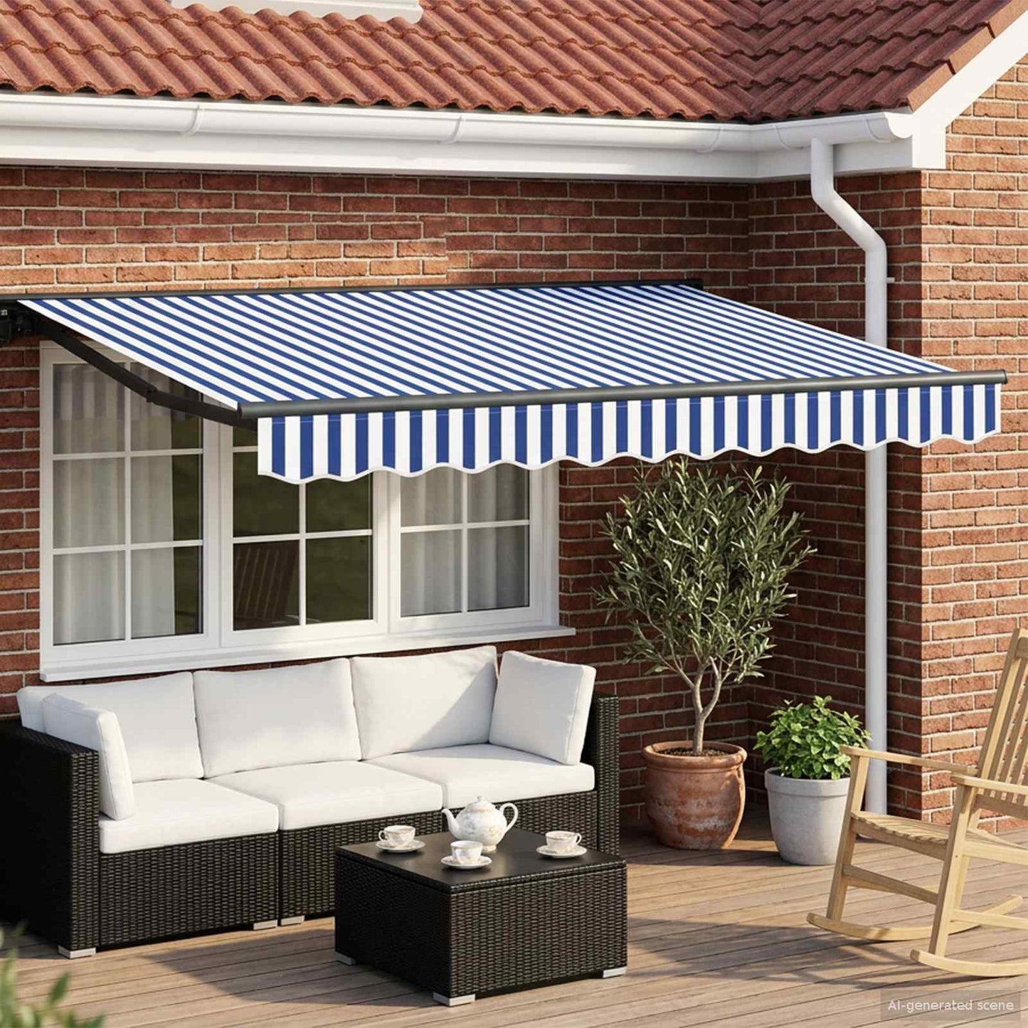 Manuel markise-ramme med LED-lys 3 x 2,5 m