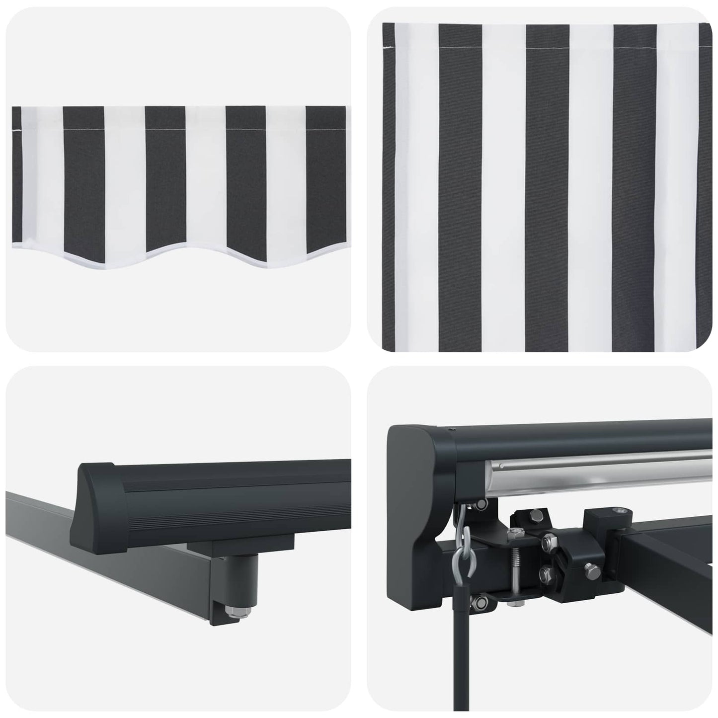 Manuel markise-ramme med LED-lys Anthracit og hvid 3 x 2,5 m