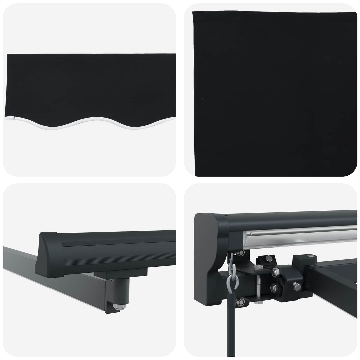 Manuel markise-ramme med LED-lys Sort og Anthracit 3 x 2,5 m