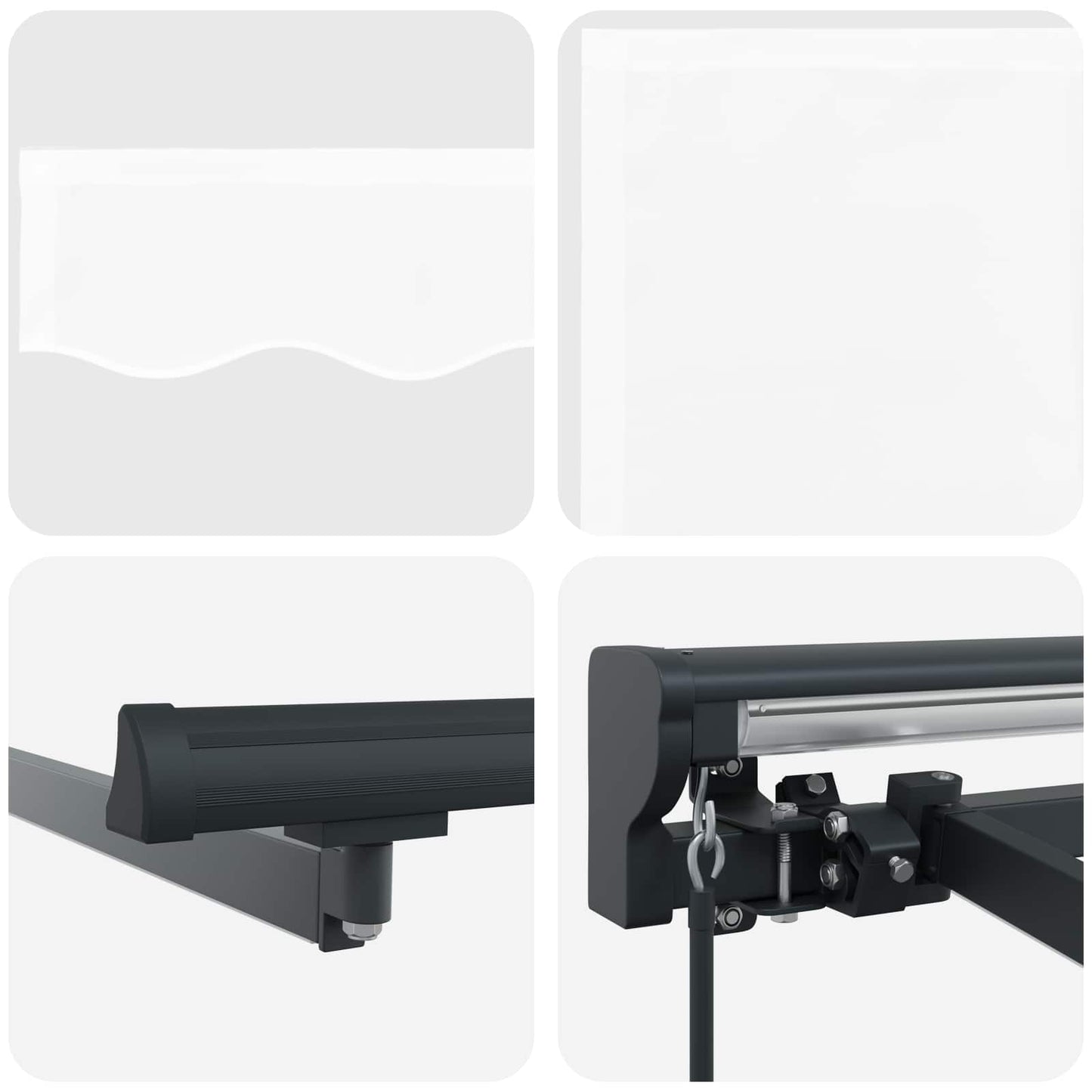 Manuel markise-ramme med LED-lys Hvid og antracit 3 x 2,5 m