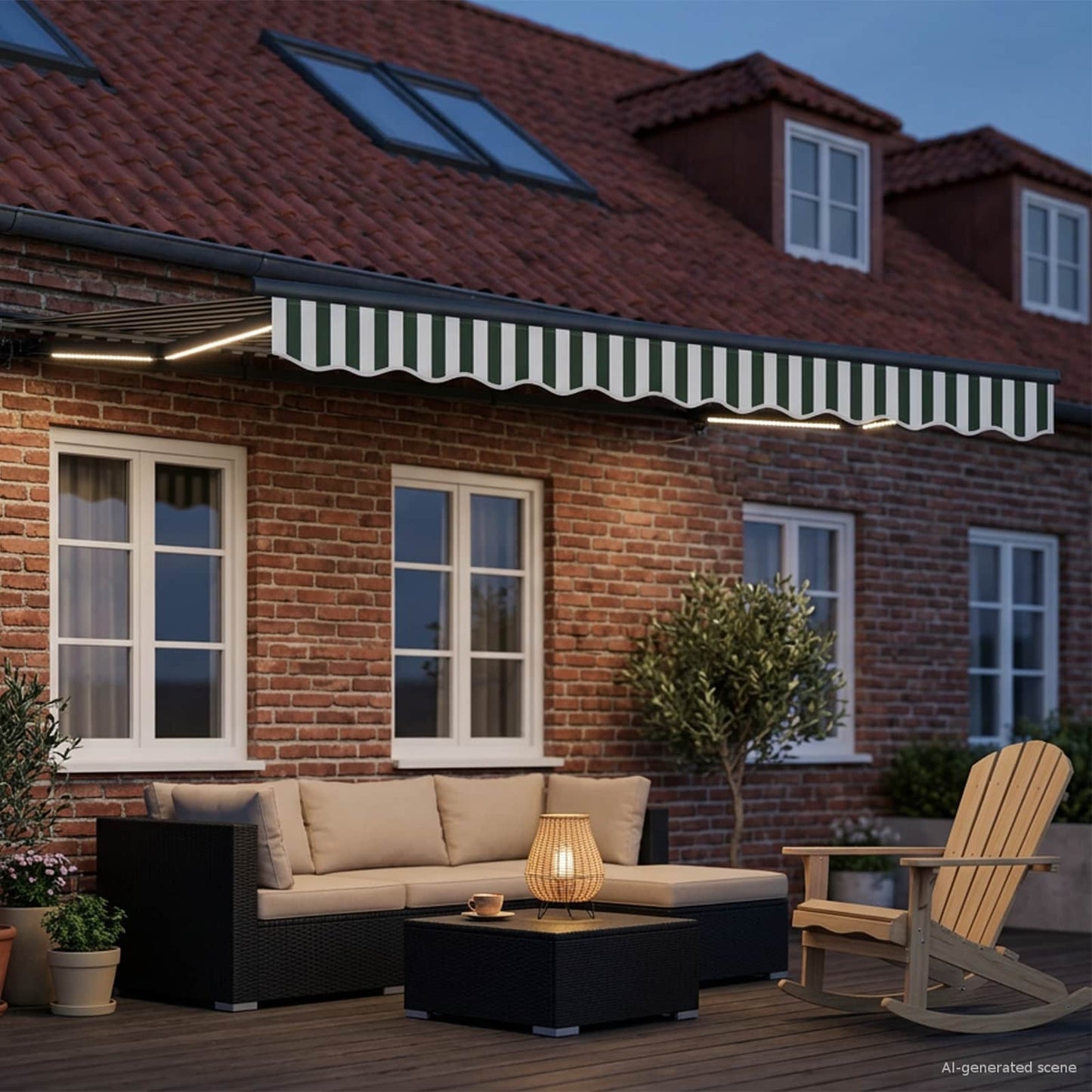 Manuel markise-ramme med LED-lys 3 x 2,5 m