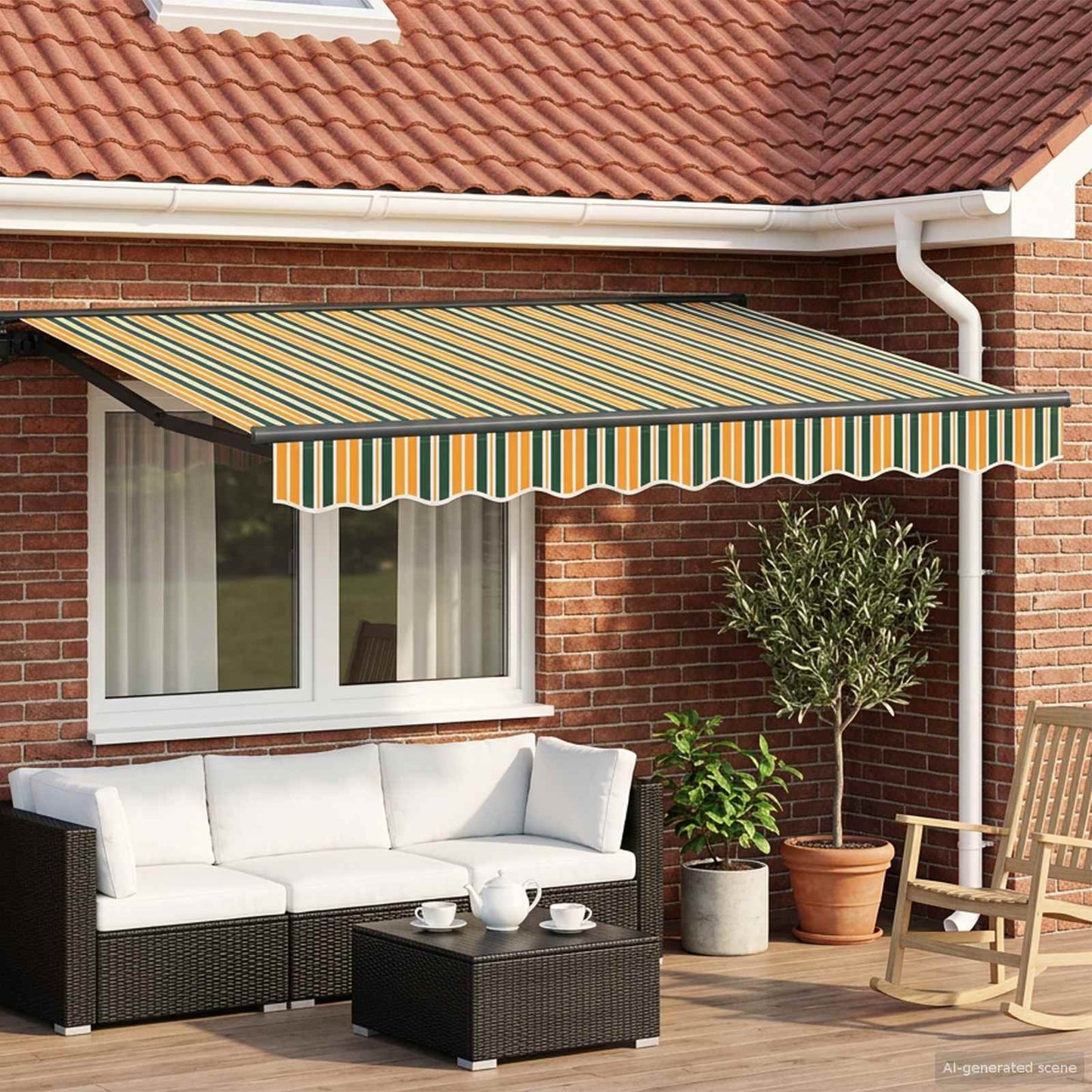 Manuel markise-ramme med LED-lys 3,5 x 2,5 m