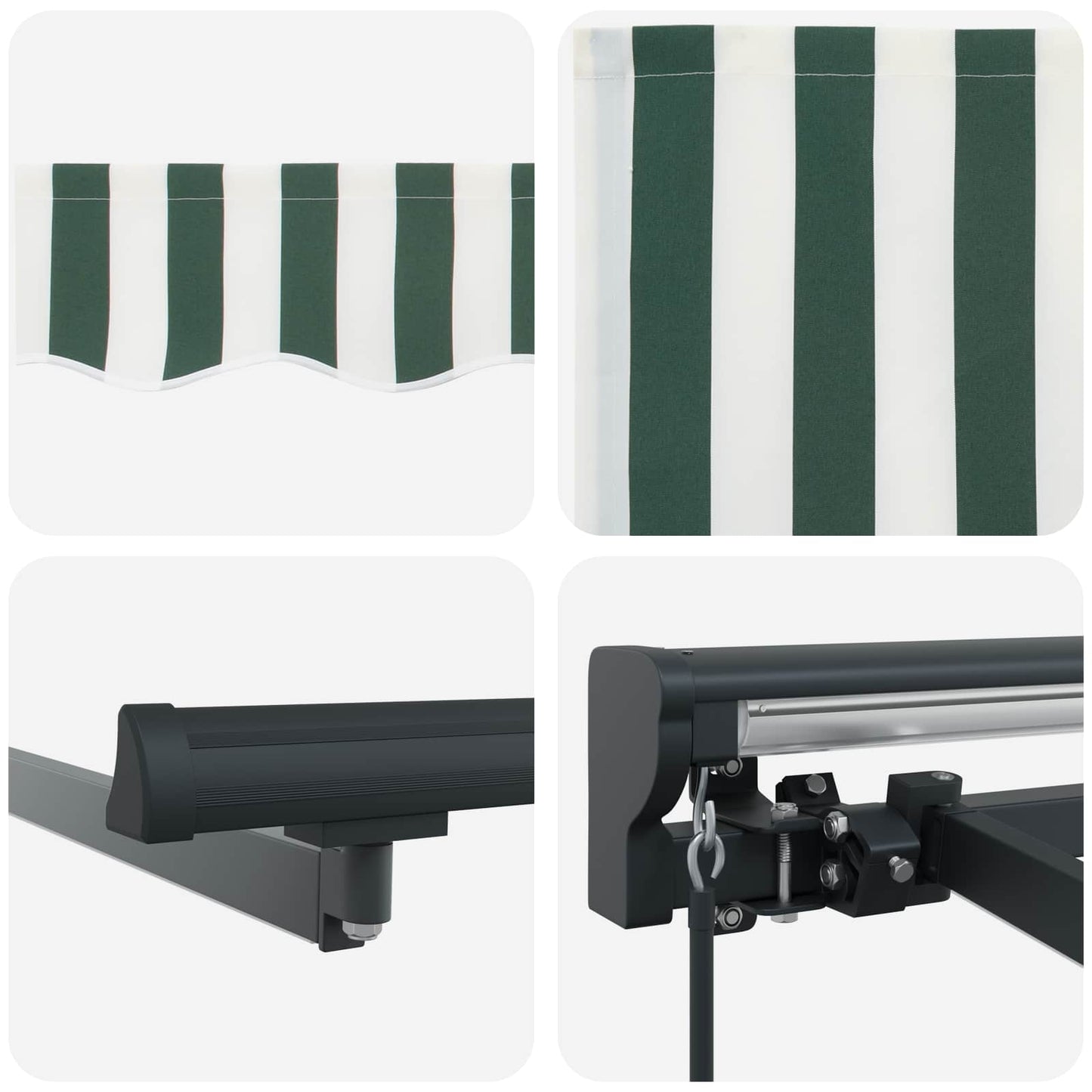 Manuel markise-ramme med LED-lys 4 × 3 m