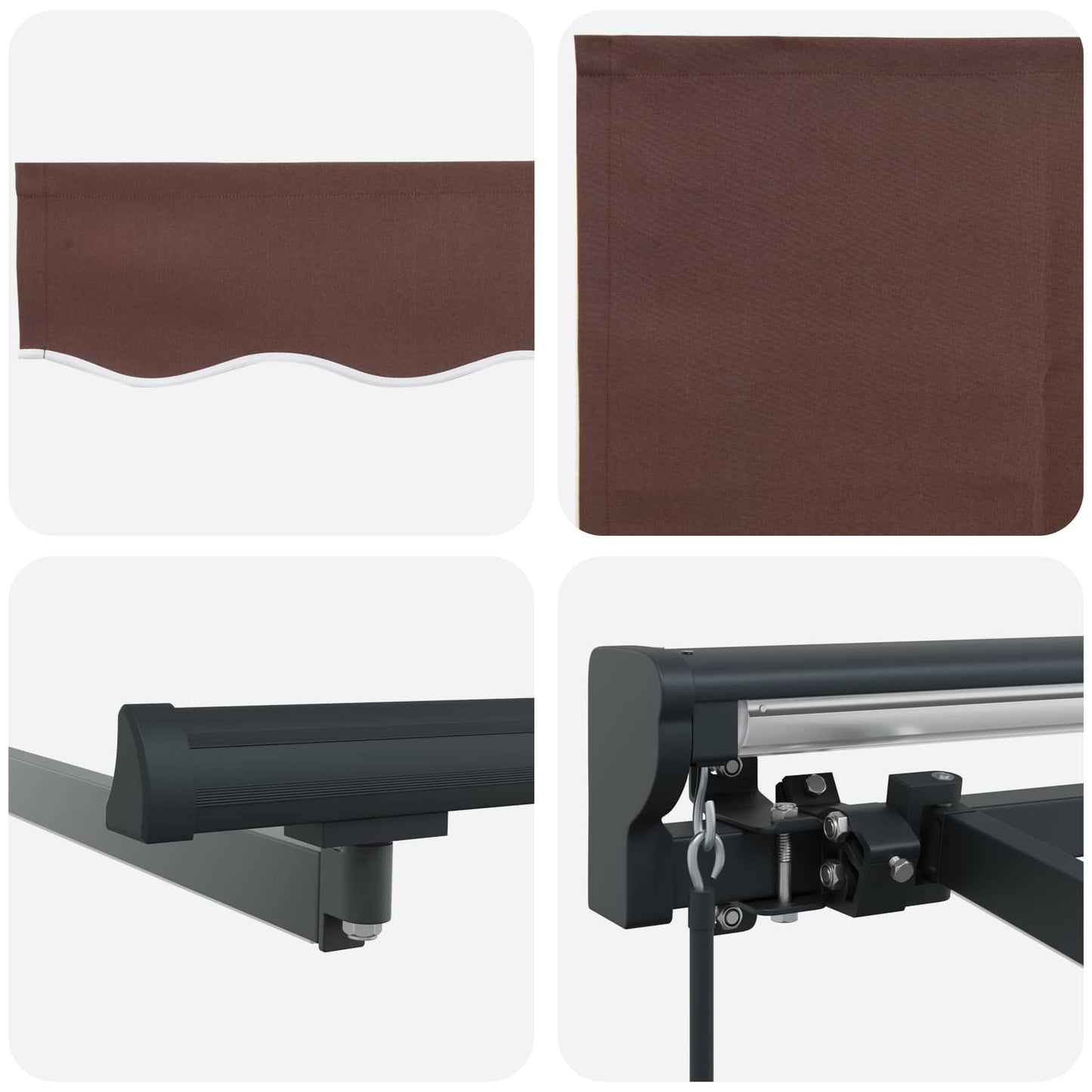 Manuel markise-ramme med LED-lys Brun og antracit 4,5 × 3,5 m