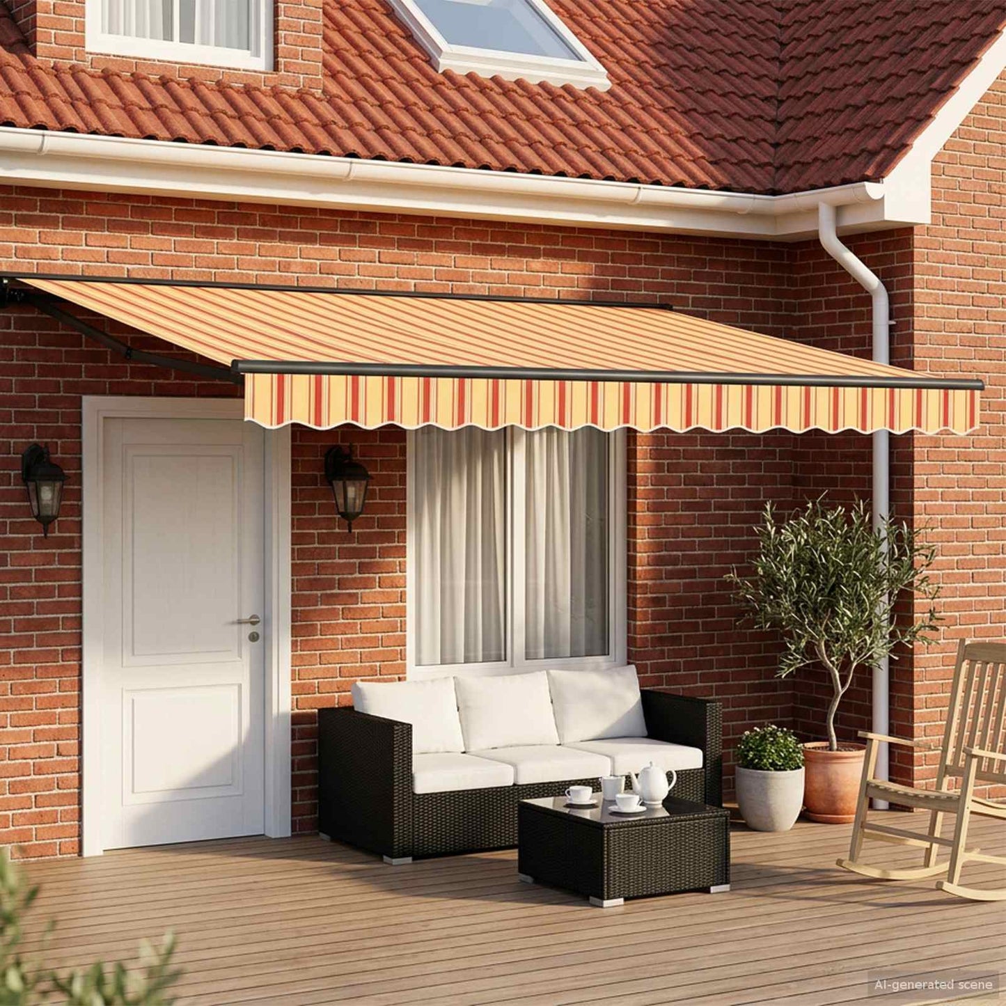 Manuel markise-ramme med LED-lys 4,5 × 3,5 m