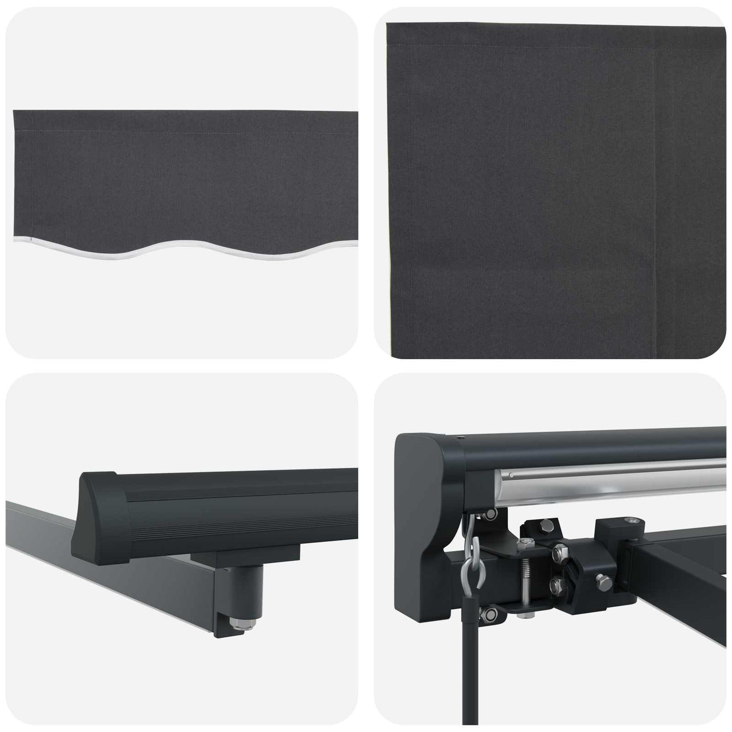 Manuel markise-ramme med LED-lys Antracit 5 x 3 m