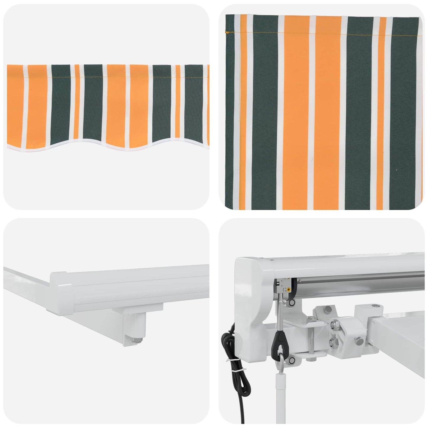 Elektrisk Utrækkelig Markise Grøn og Gul 4,5 × 3 m