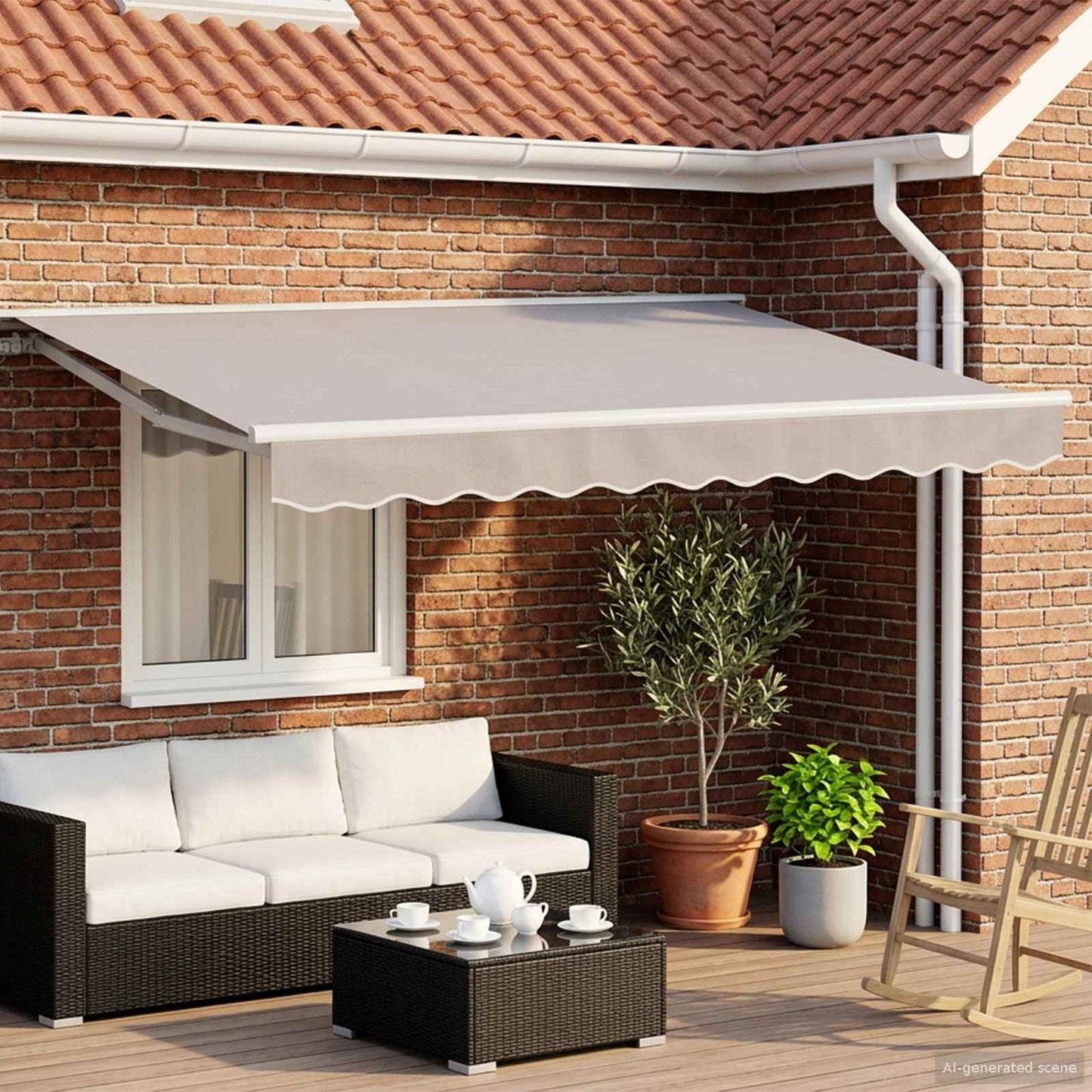 Elektrisk Utrækkelig Markise Lys Grå og Hvid 3 x 2,5 m