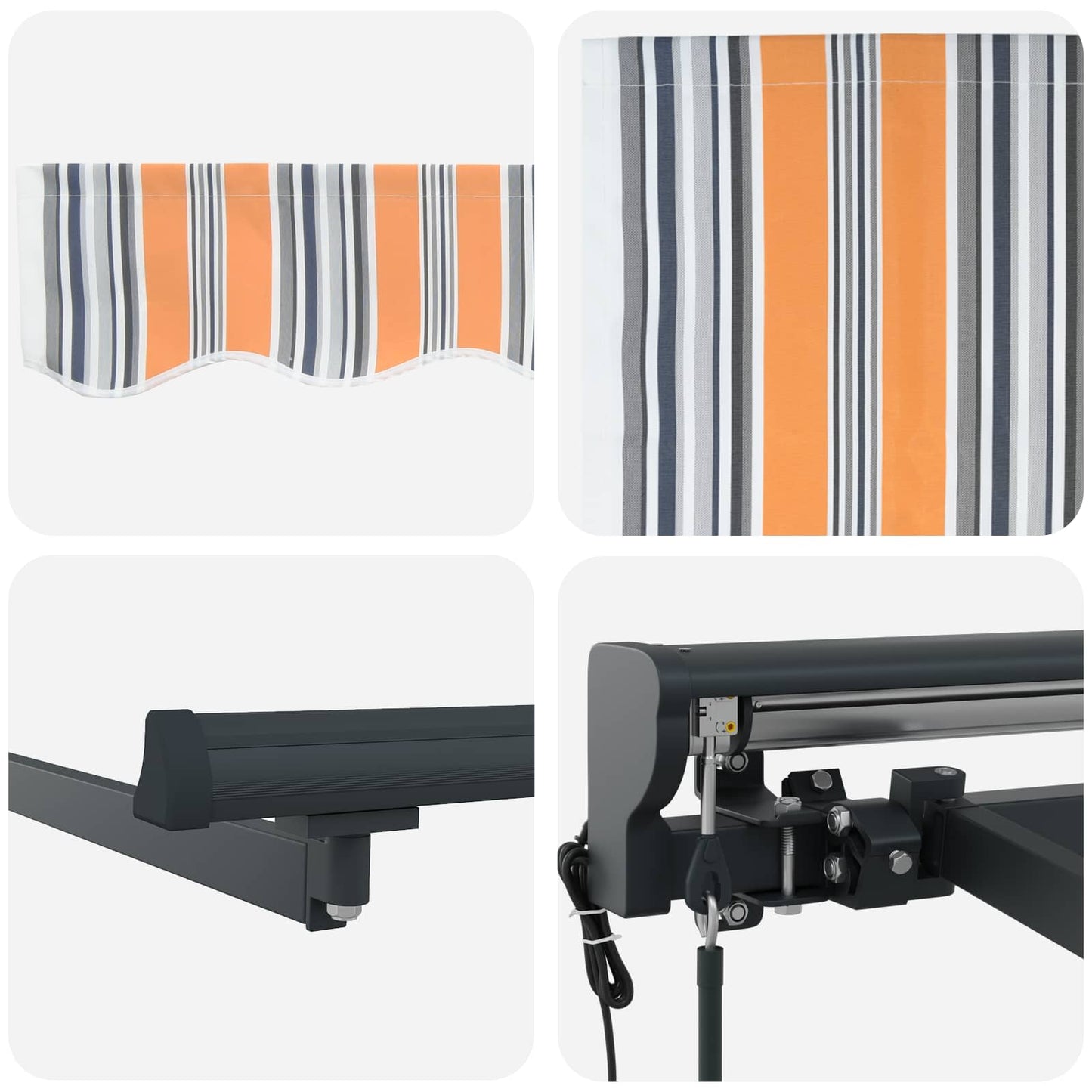Elektrisk Utrækkelig Markise Blå, Orange, Antracitgrå 4 × 3,5 m