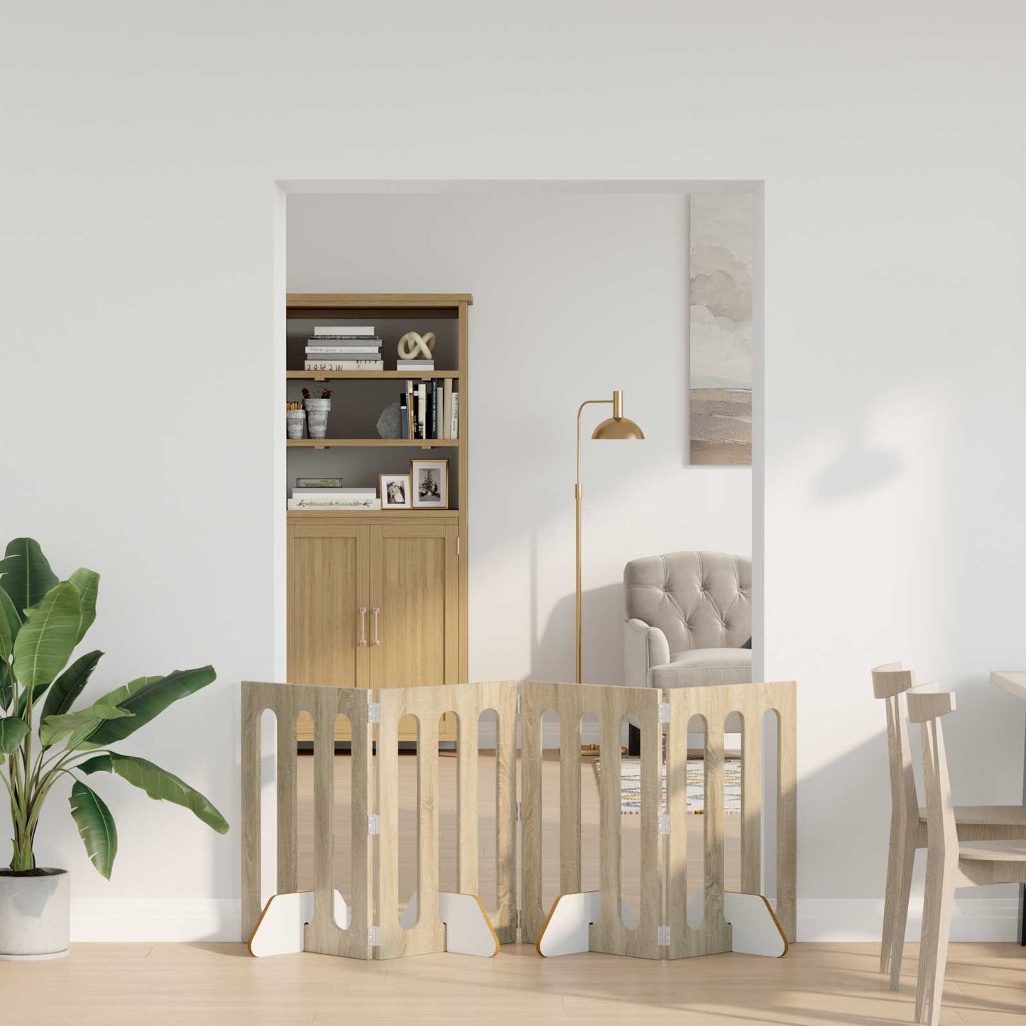 Foldbar hundegård 4 pcs Sonoma eg 201 x 38 x 70 cm