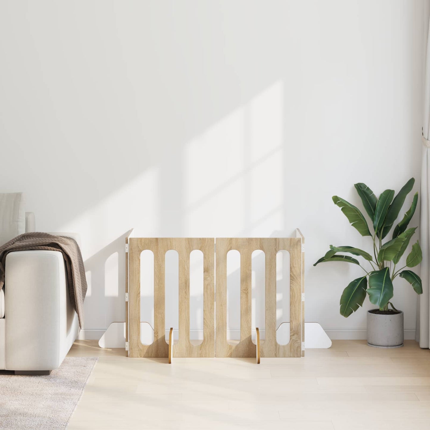 Foldbar hundegård 4 pcs Sonoma eg 201 x 38 x 70 cm