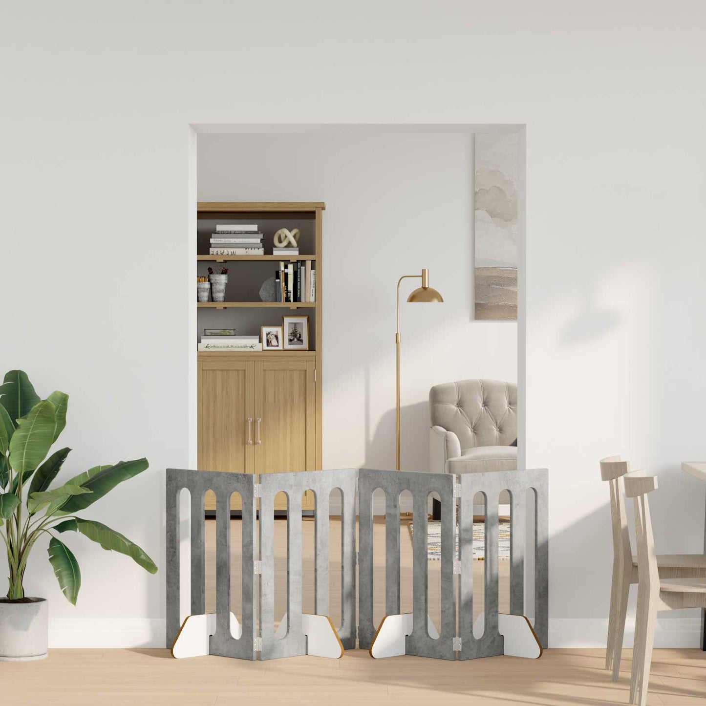 Foldbar hundegård 4 pcs BetonGrå 201 x 38 x 70 cm