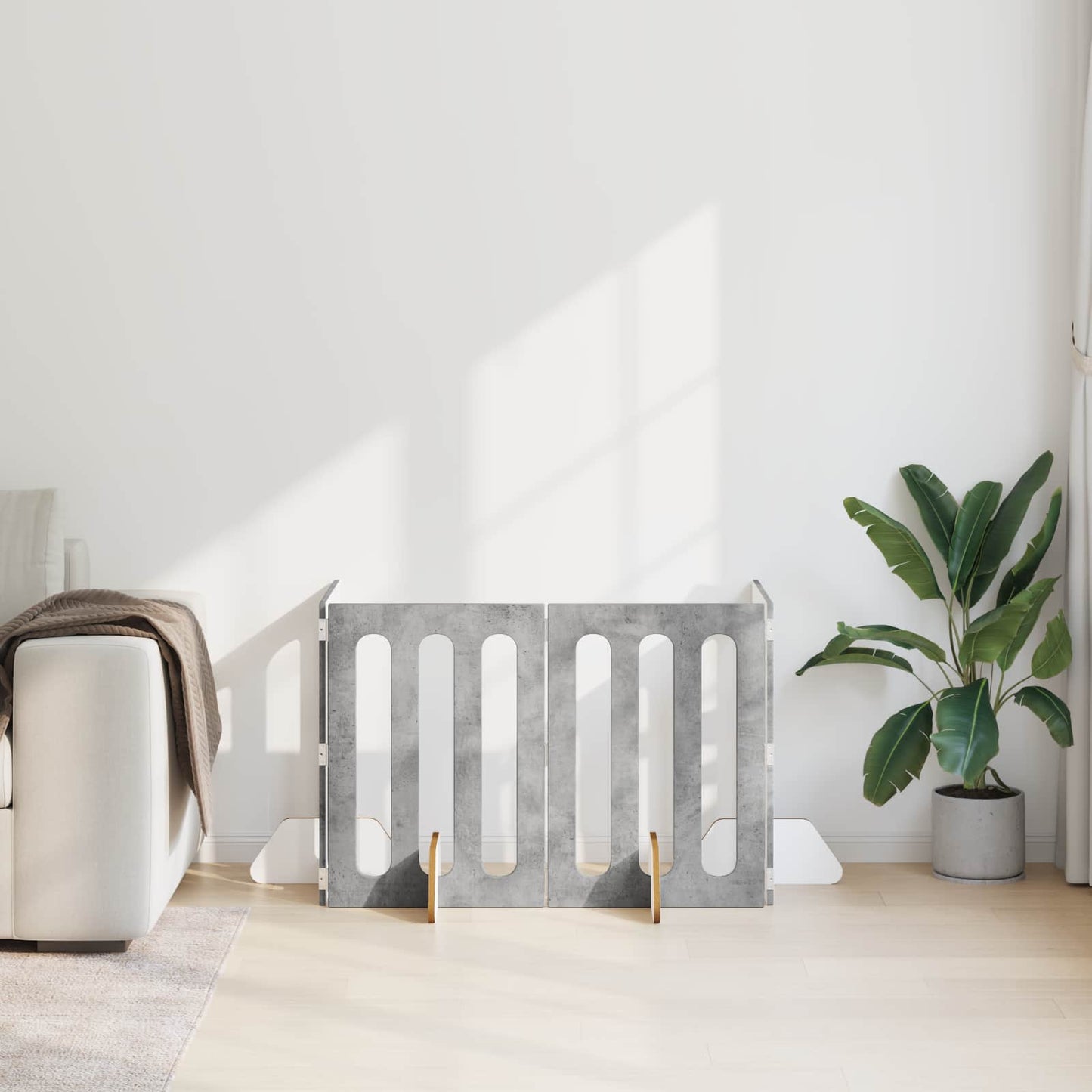 Foldbar hundegård 4 pcs BetonGrå 201 x 38 x 70 cm