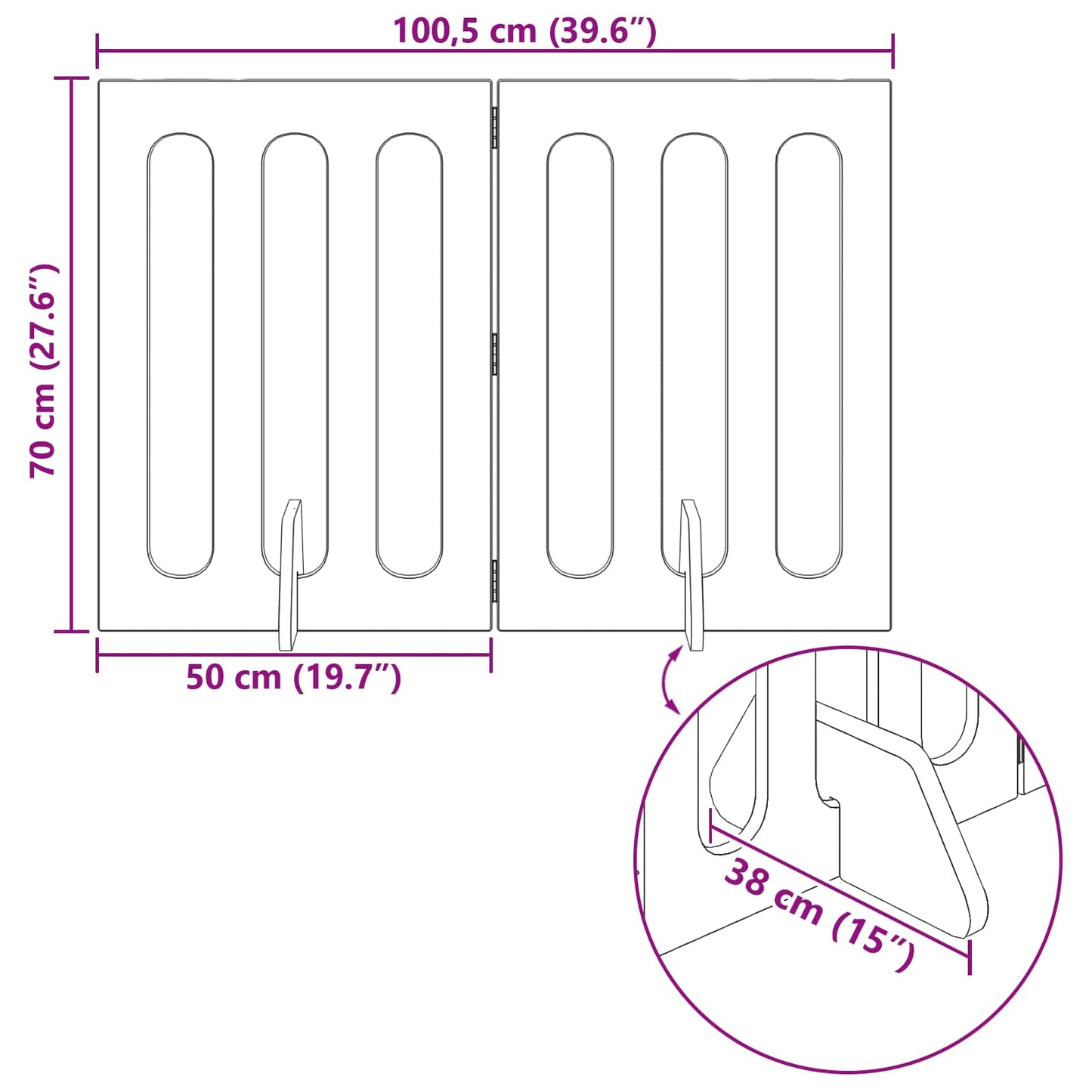 Foldbar hundegård 2 pcs Højglans Hvid 100,5 x 38 x 70 cm