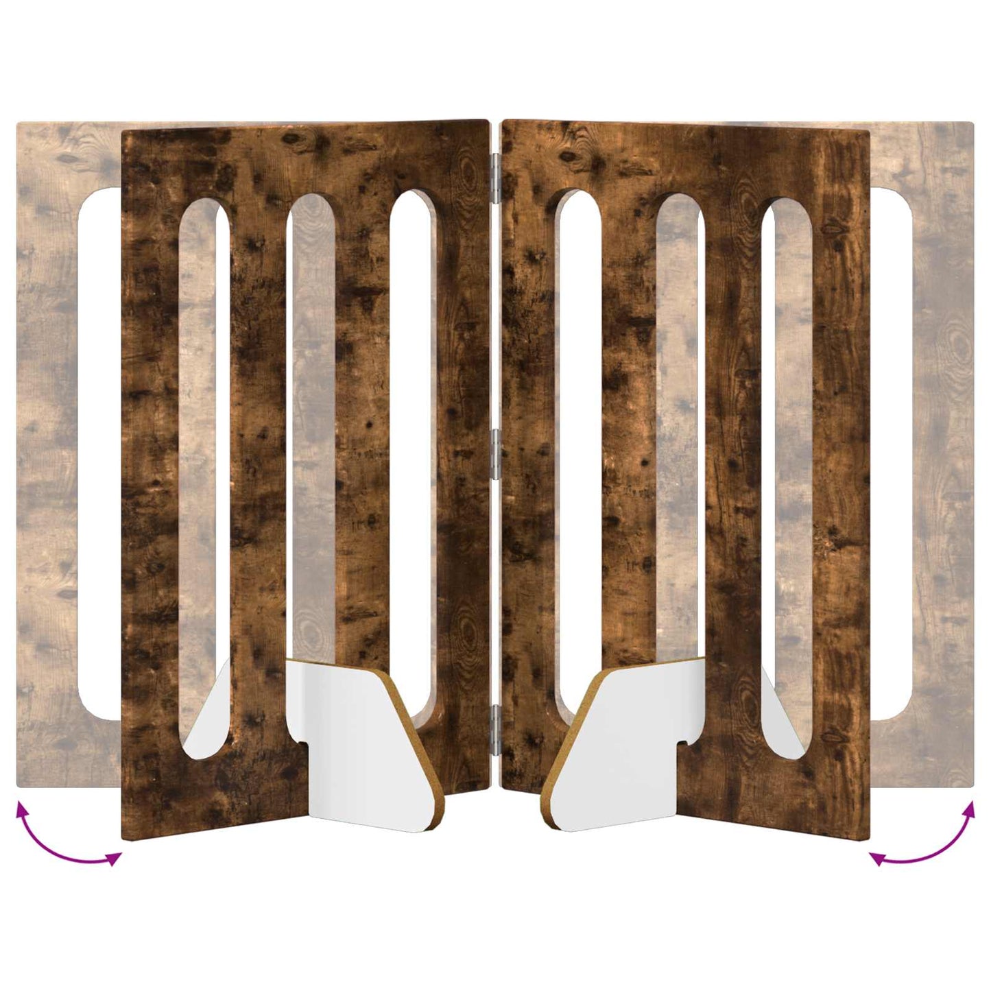 Foldbar hundegård 4 pcs Røget Eg 201 x 38 x 70 cm