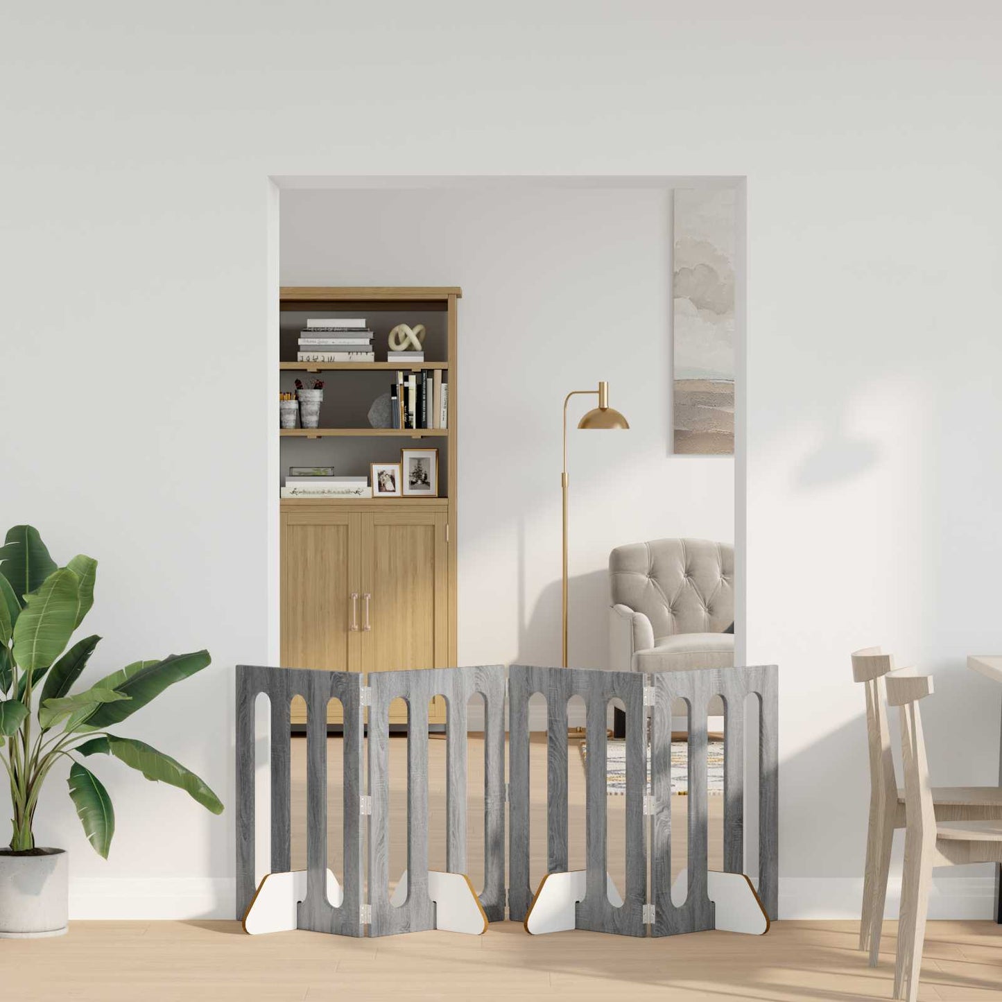 Foldbar hundegård 4 pcs Grå Sonoma 201 x 38 x 70 cm