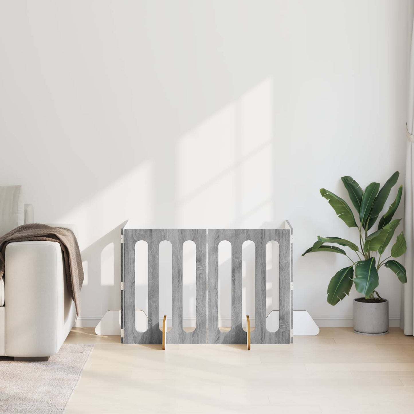 Foldbar hundegård 4 pcs Grå Sonoma 201 x 38 x 70 cm