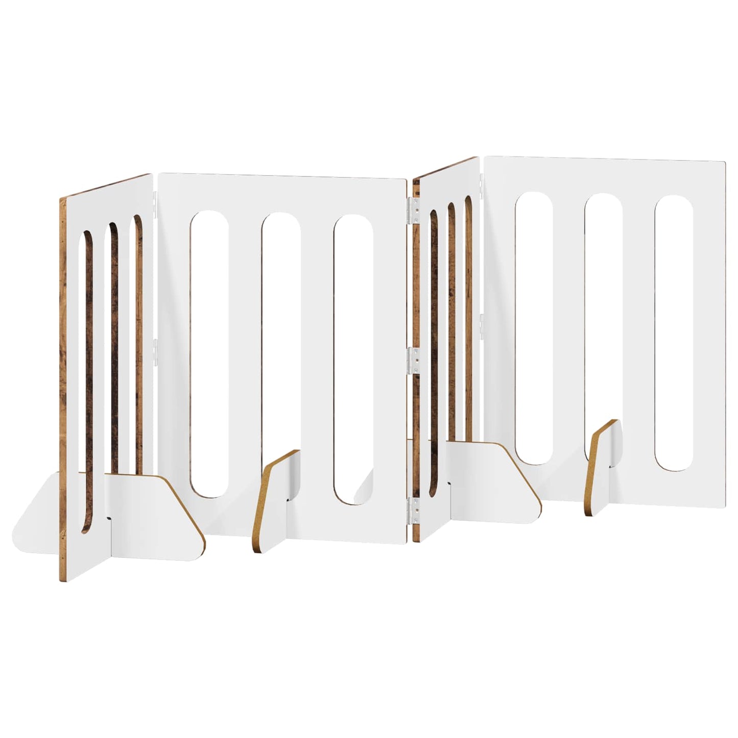 Foldbar hundegård 4 pcs Egetræ 201 x 38 x 70 cm Konstrueret træ