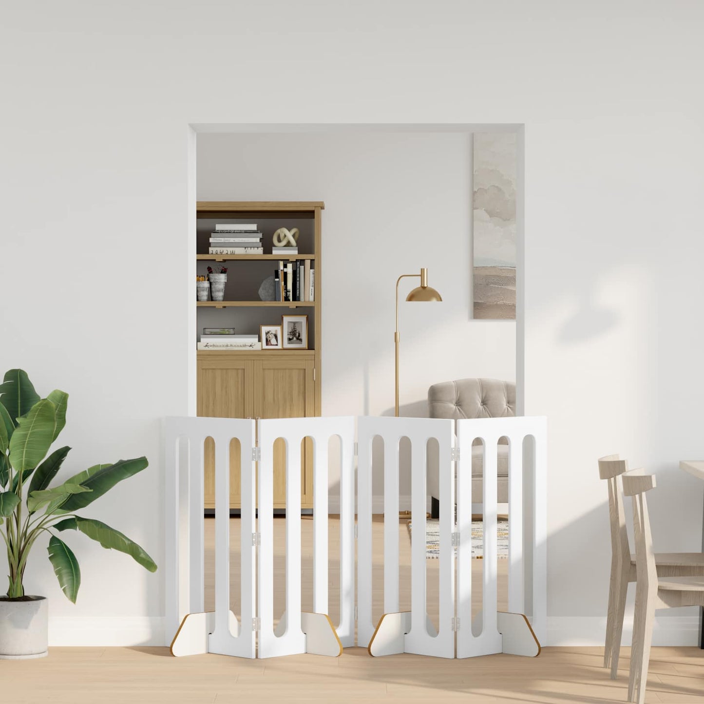 Foldbar hundegård 4 pcs Hvid 201 x 38 x 90 cm Konstrueret træ