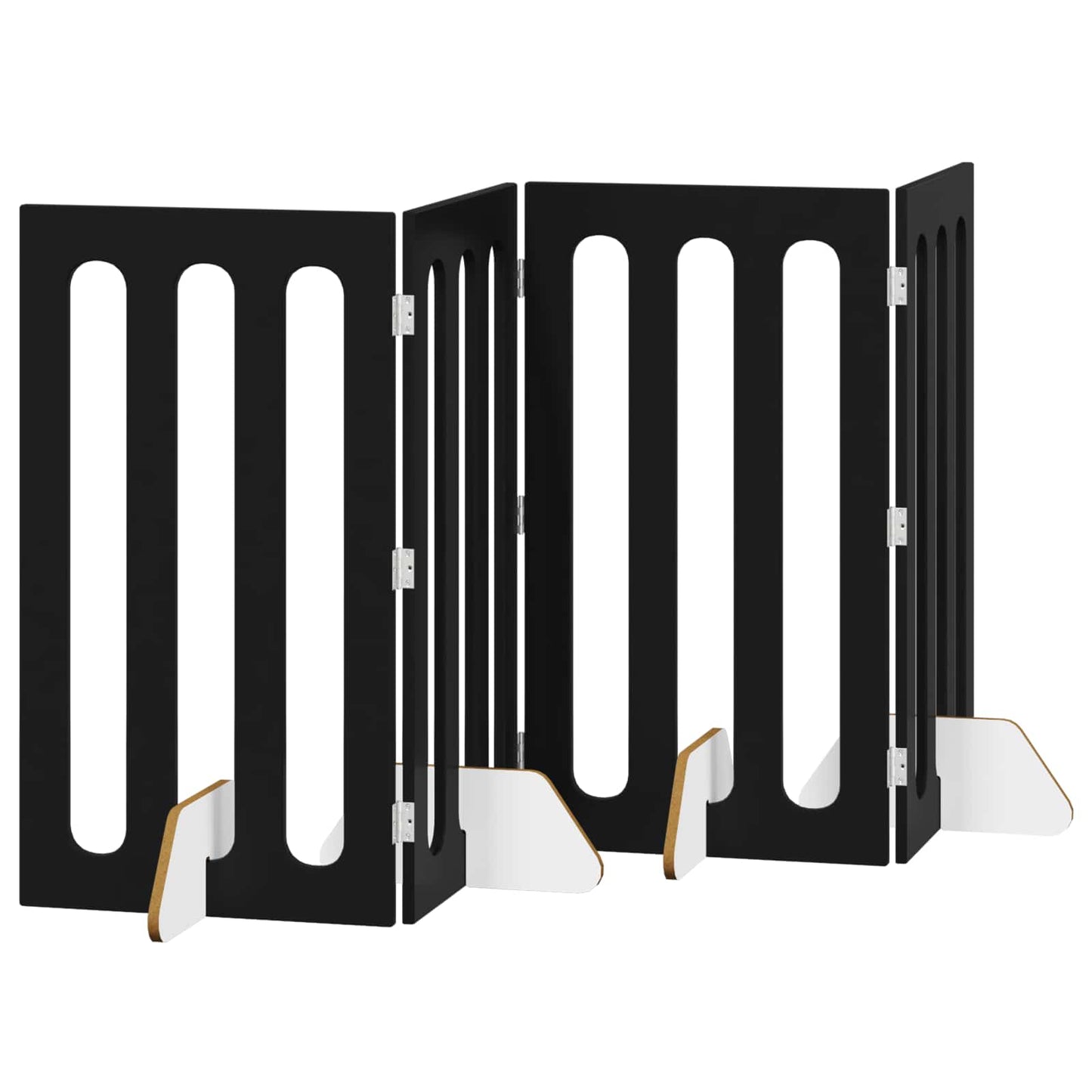 Foldbar hundegård 4 pcs Sort Eg 201 x 38 x 90 cm