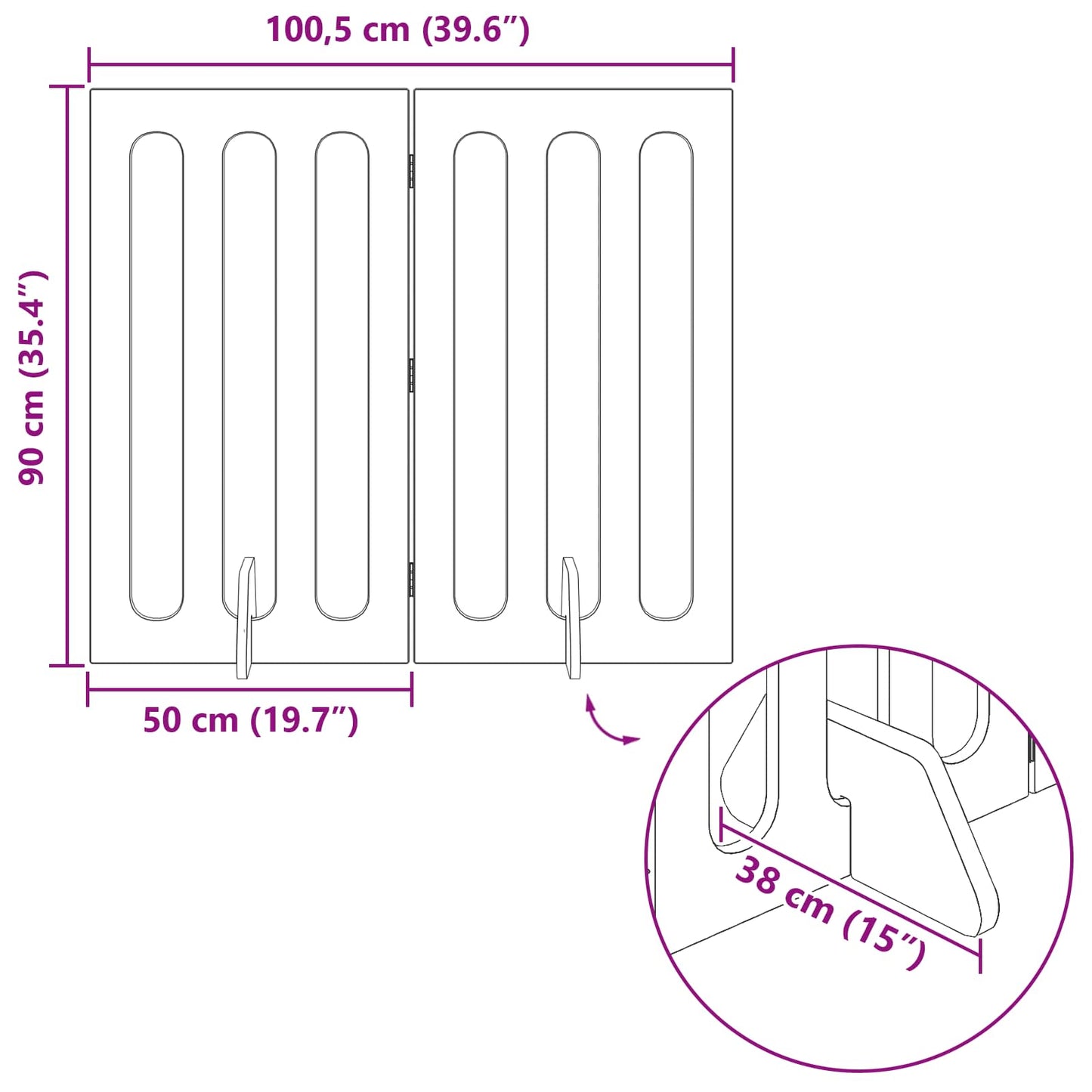 Foldbar hundegård 2 pcs Sonoma eg 100,5 x 38 x 90 cm