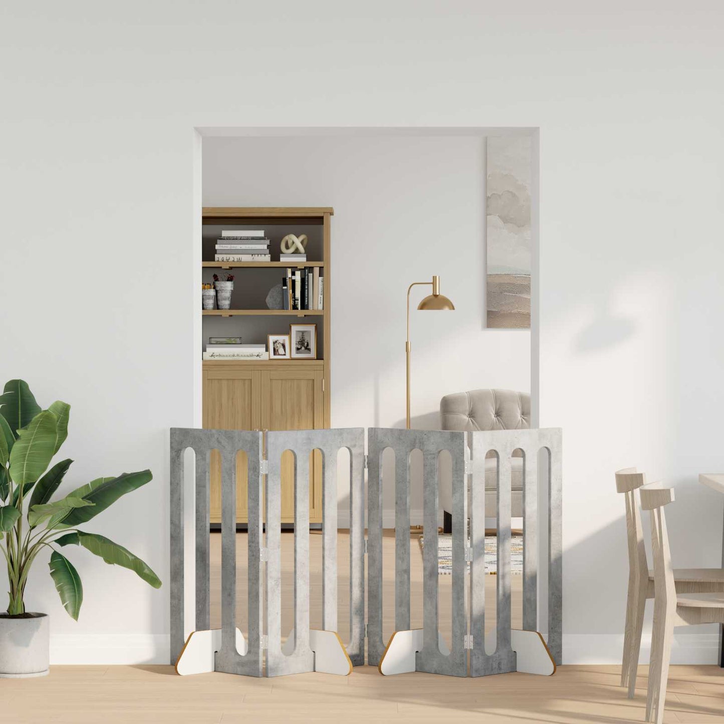 Foldbar hundegård 4 pcs BetonGrå 201 x 38 x 90 cm