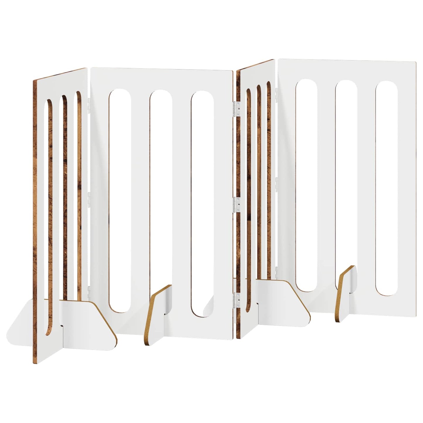 Foldbar hundegård 4 pcs Egetræ 201 x 38 x 90 cm Konstrueret træ