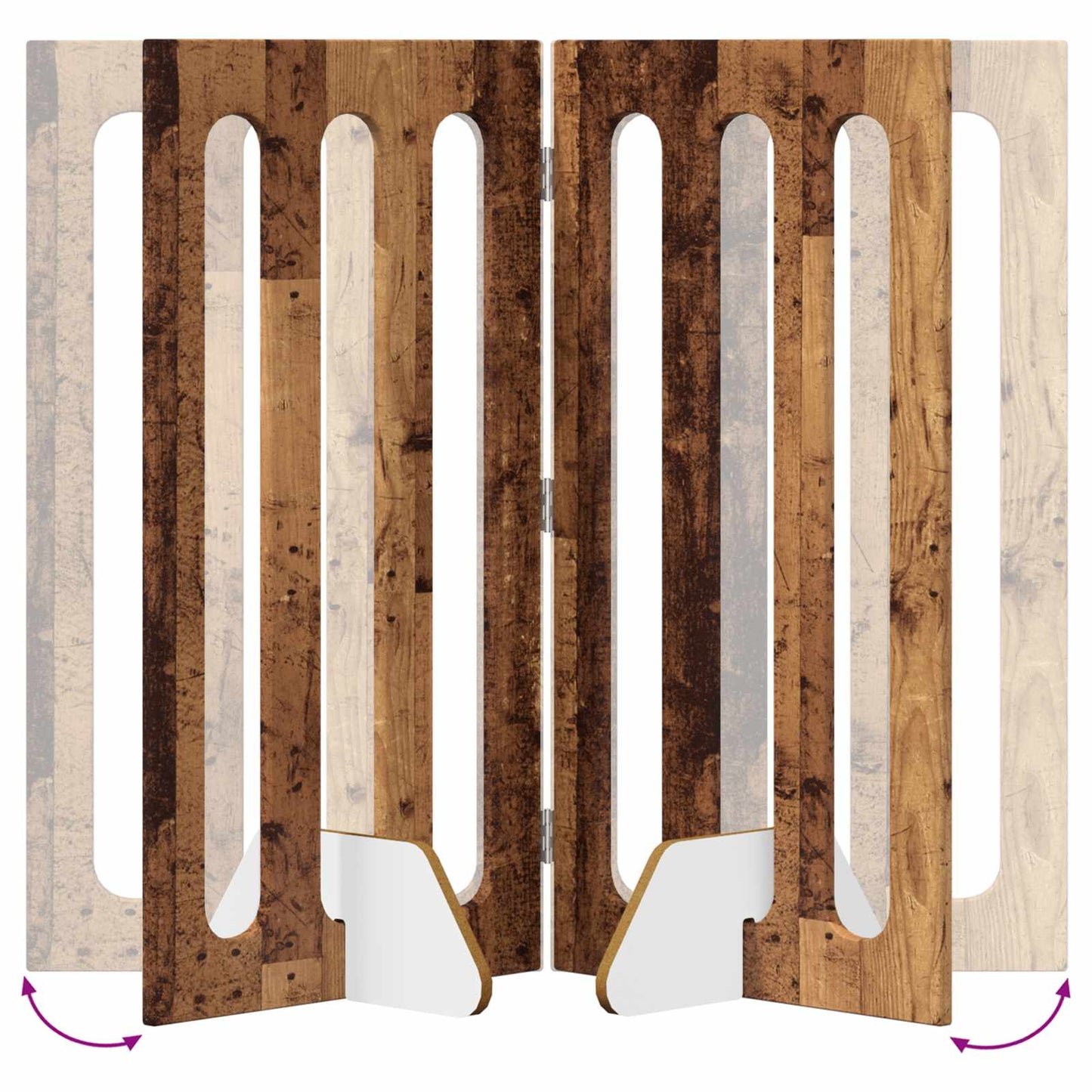 Foldbar hundegård 4 pcs Egetræ 201 x 38 x 90 cm Konstrueret træ