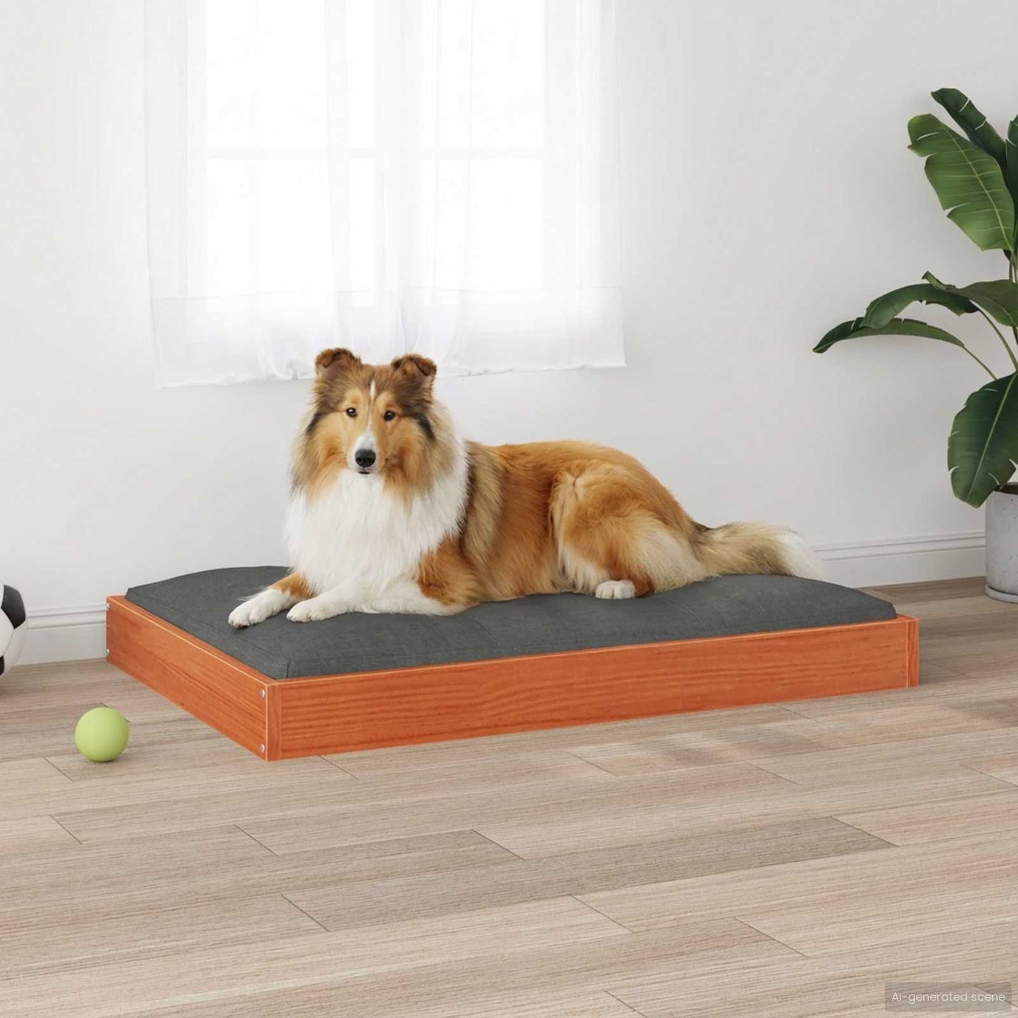 Hundeseng Voks brun 92 x 64 x 9 cm Massivt fyrretræ