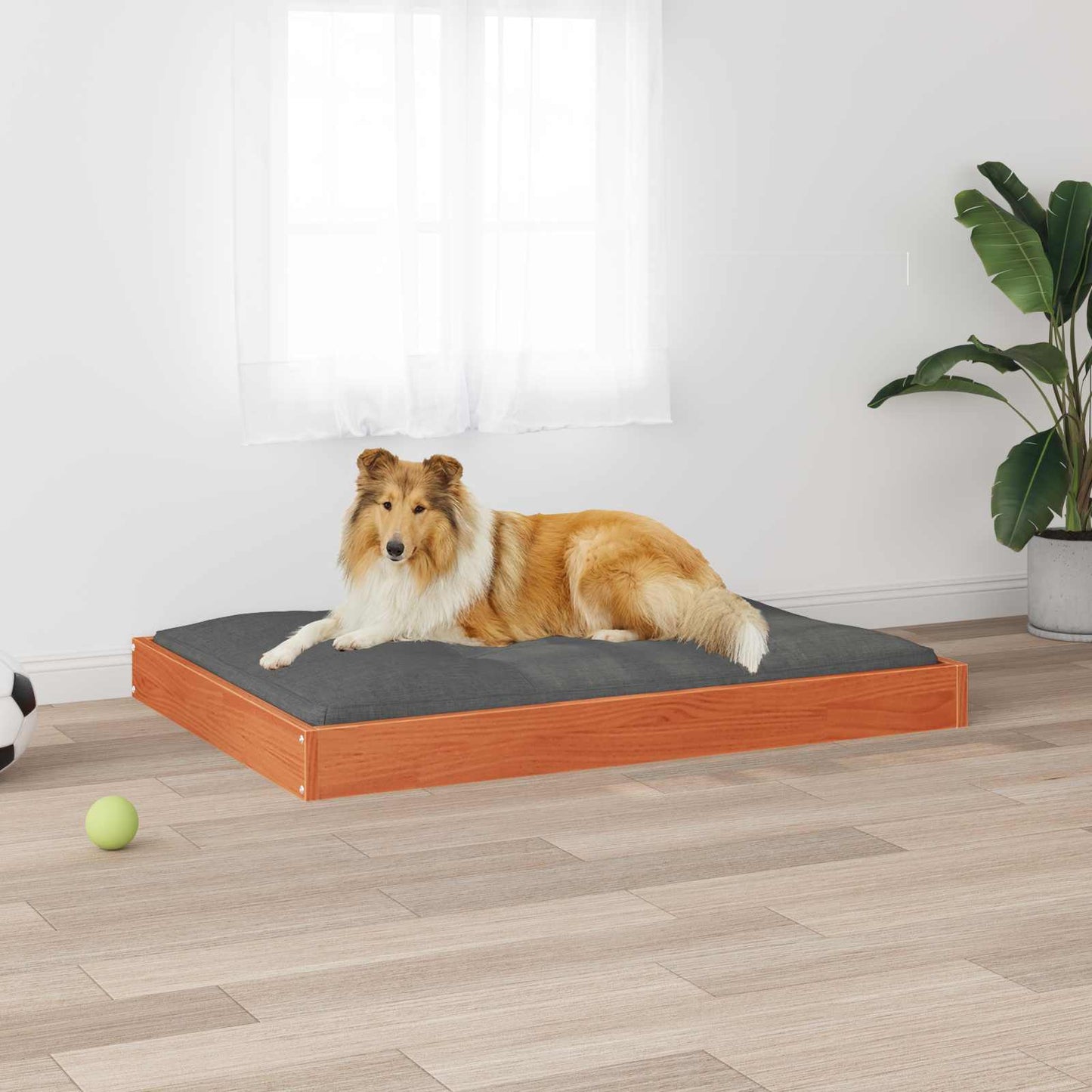 Hundeseng Voks brun 101,5 x 74 x 9 cm Massivt fyrretræ