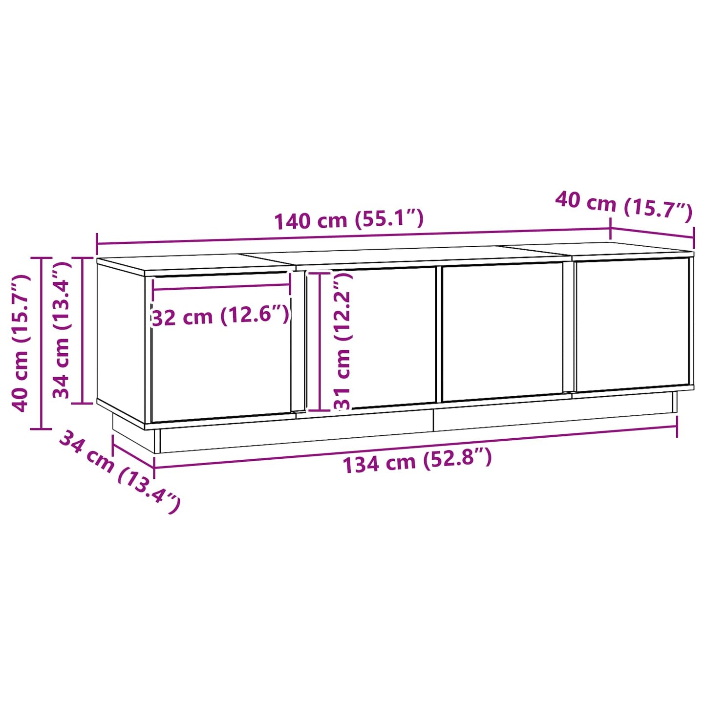 TV-skab VoksBrun 140 x 40 x 40 cm Massivt fyrretræ