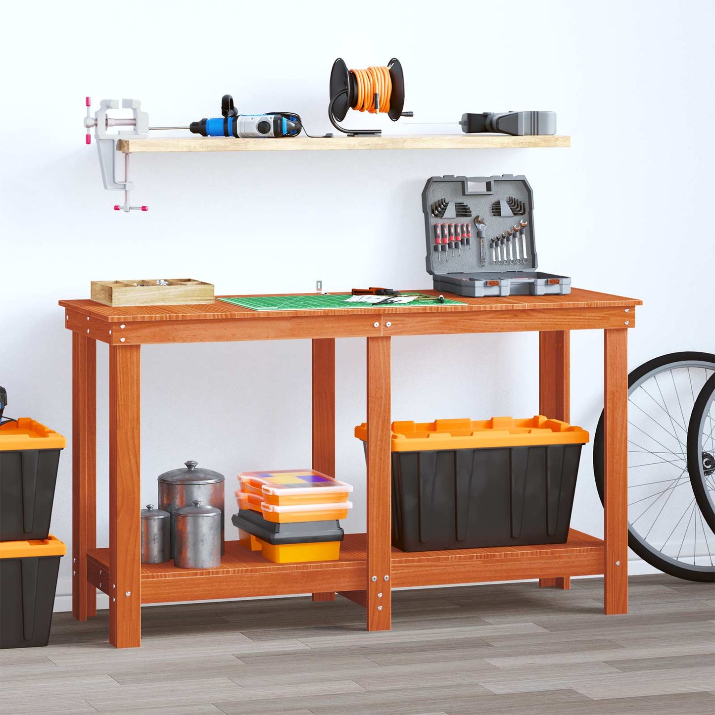 Arbejdsbænk VoksBrun 140 x 50 x 80 cm Massivt fyrretræ