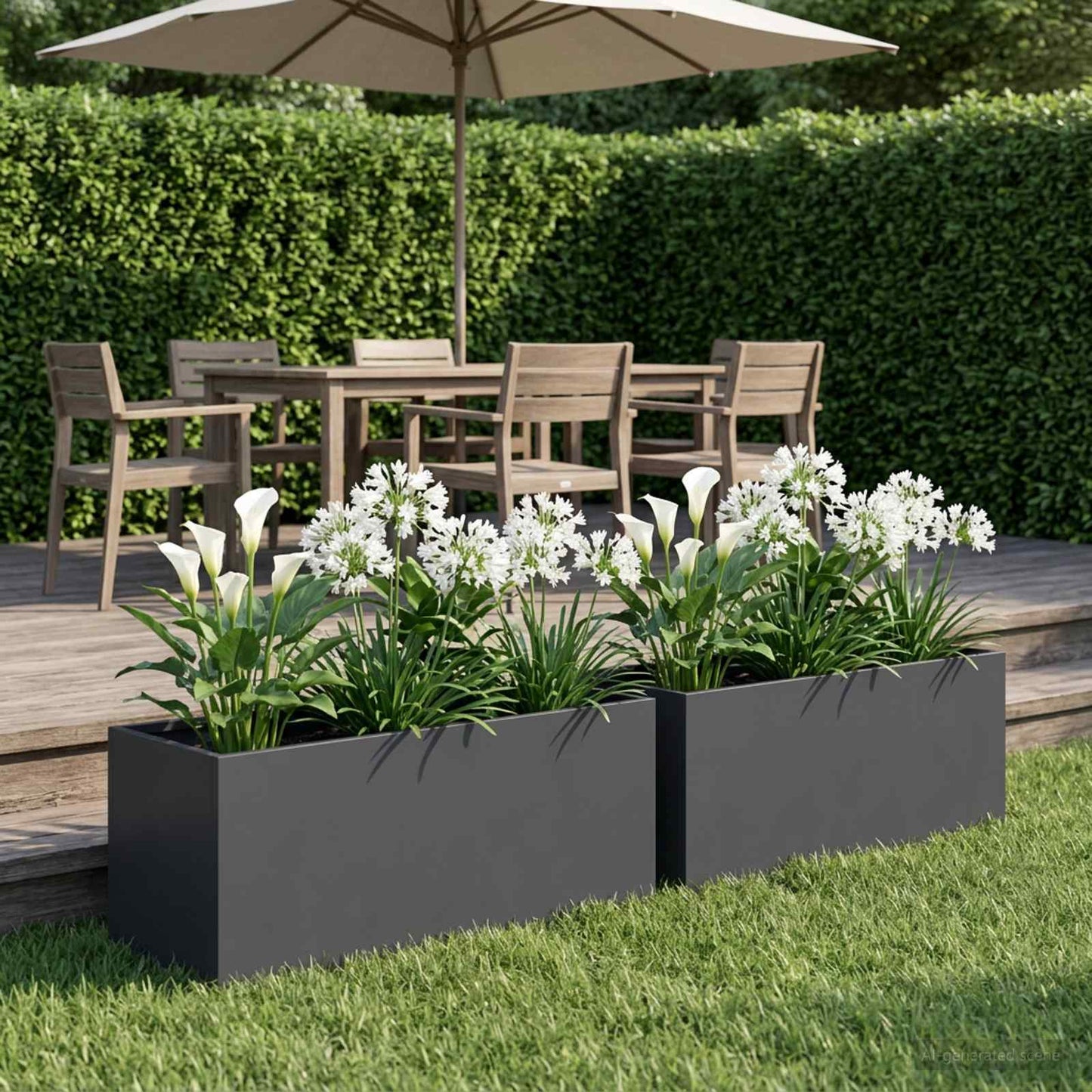 Have Blomsterkrukke 2 stk. Antracit 40 x 20 x 20 cm