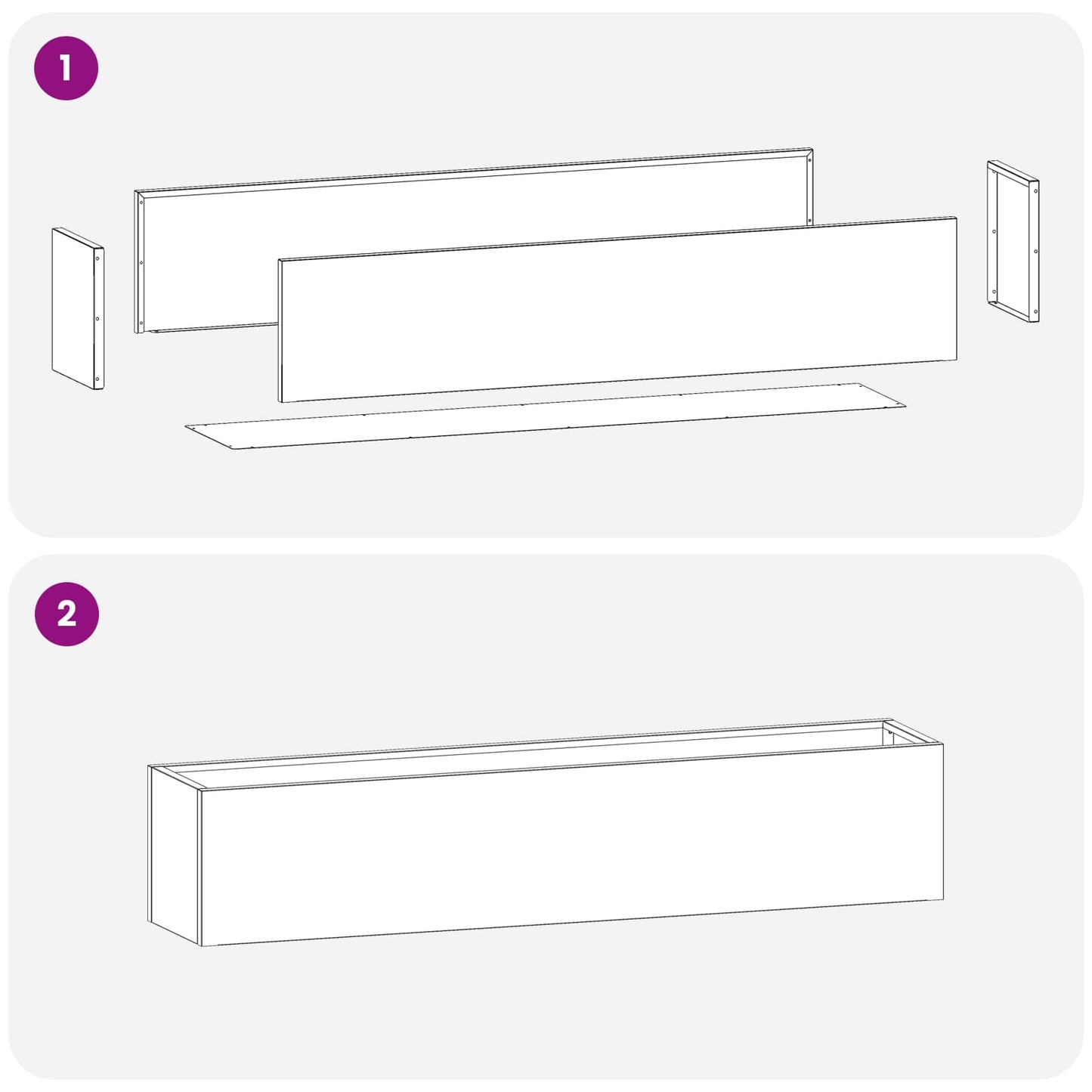 Have Blomsterkrukke 2 stk. Antracit 100 x 20 x 20 cm