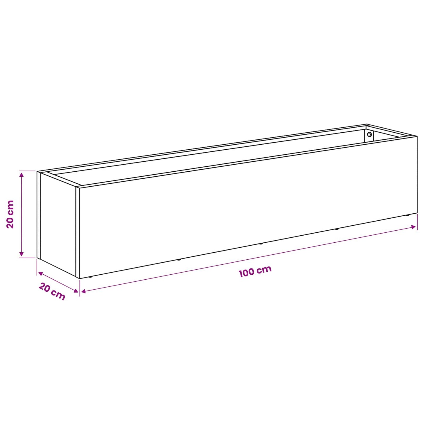 Have Blomsterkrukke 2 stk. Antracit 100 x 20 x 20 cm