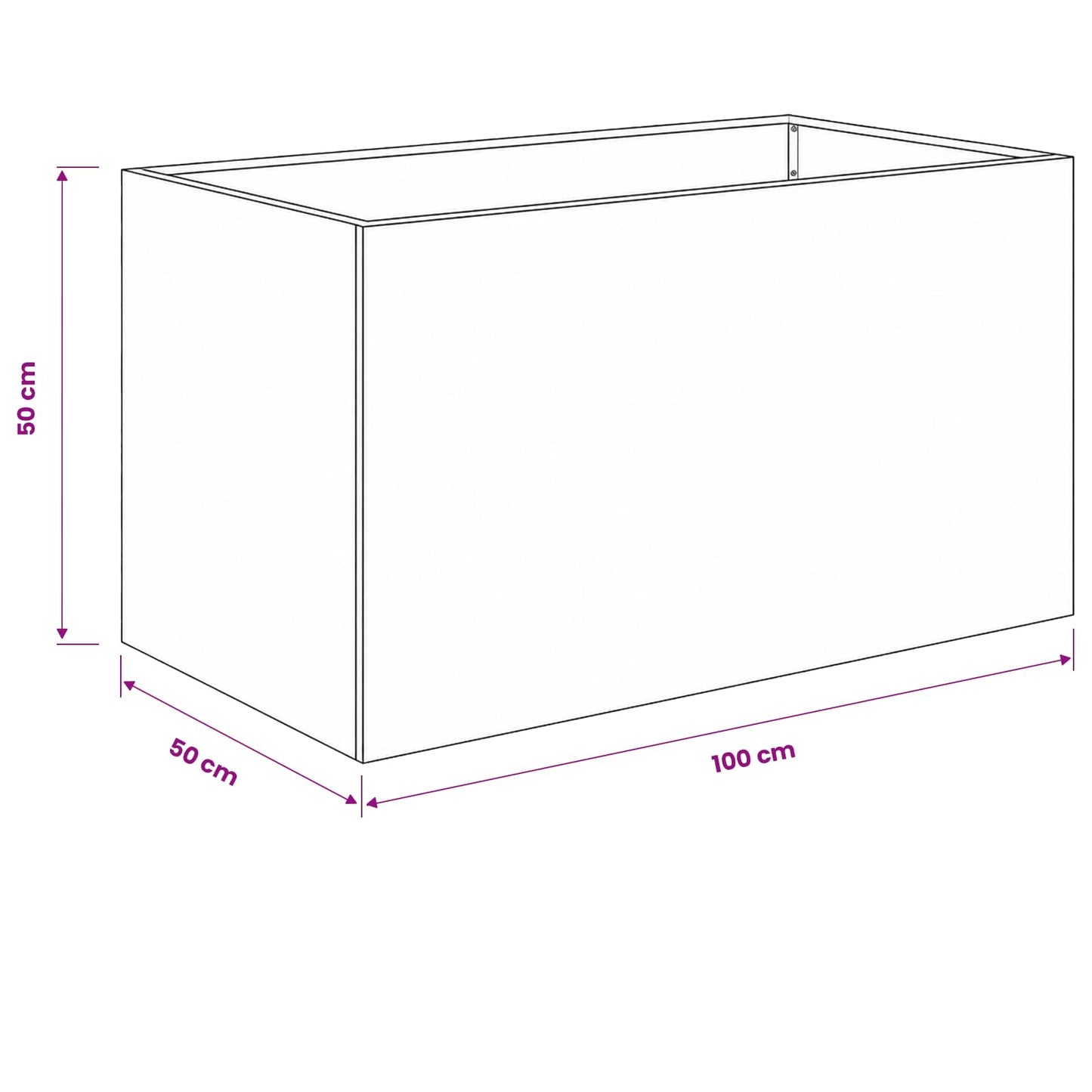 Have Blomsterkrukke 2 stk. Sort 100 x 50 x 50 cm