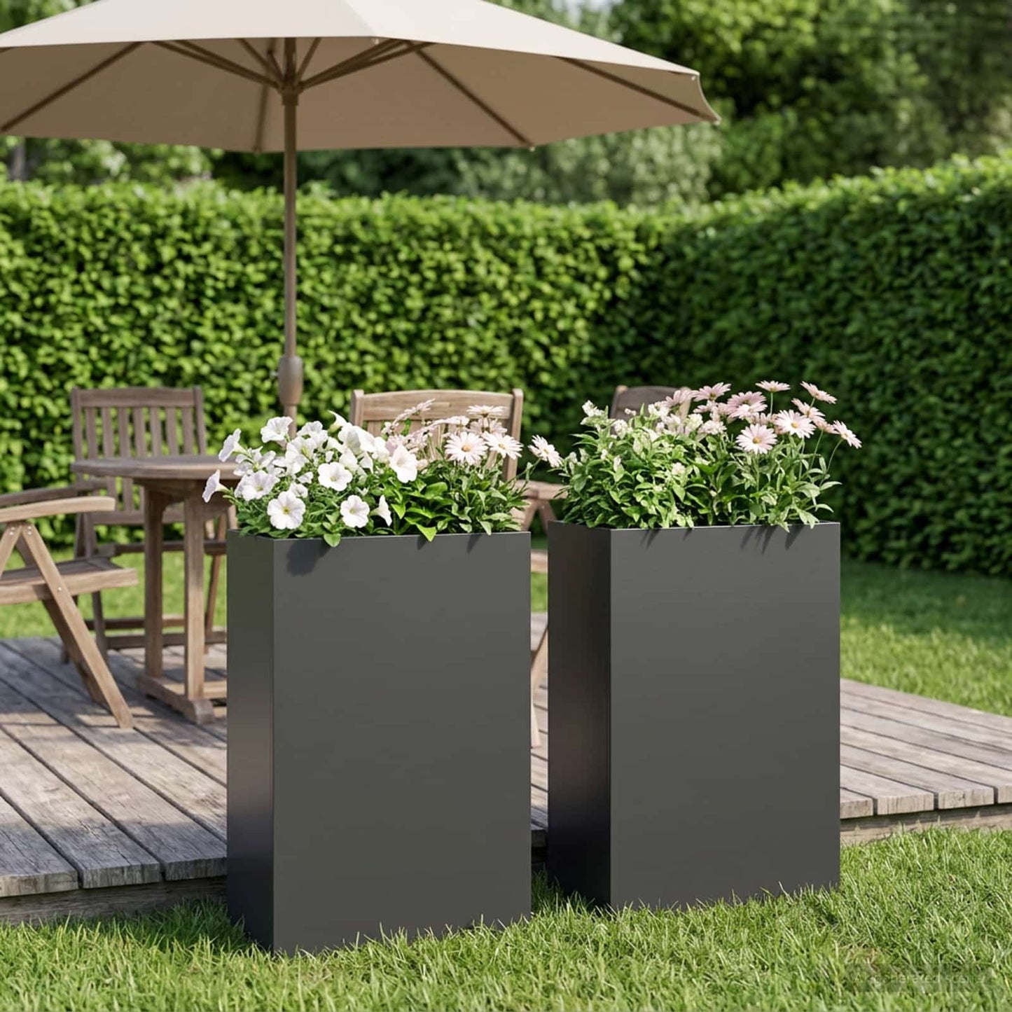 Have Blomsterkrukke 2 stk. Sort 40 x 20 x 75 cm Koldvalset stål