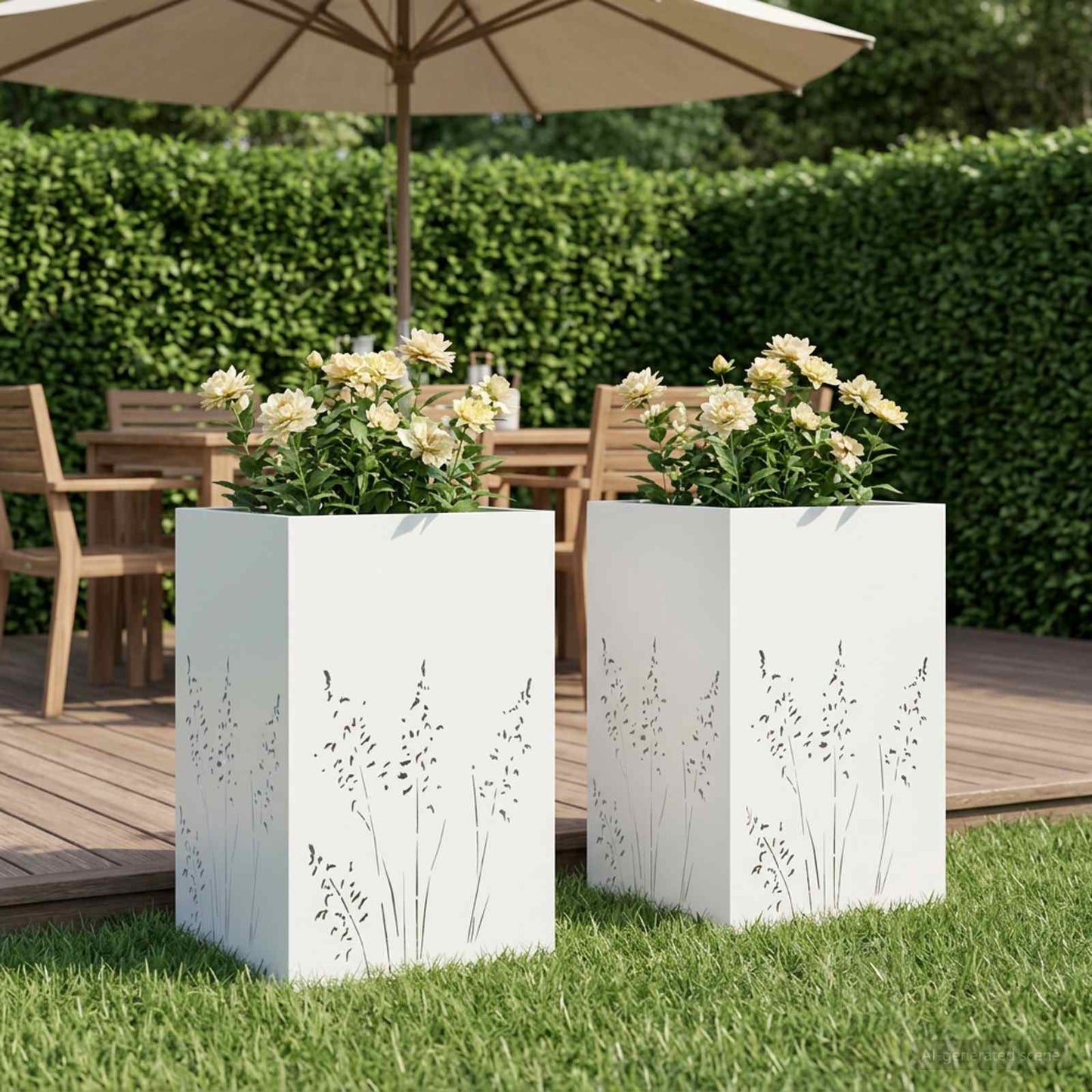 Have Blomsterkrukke 2 stk. Hvid 50 x 50 x 75 cm Koldvalset stål
