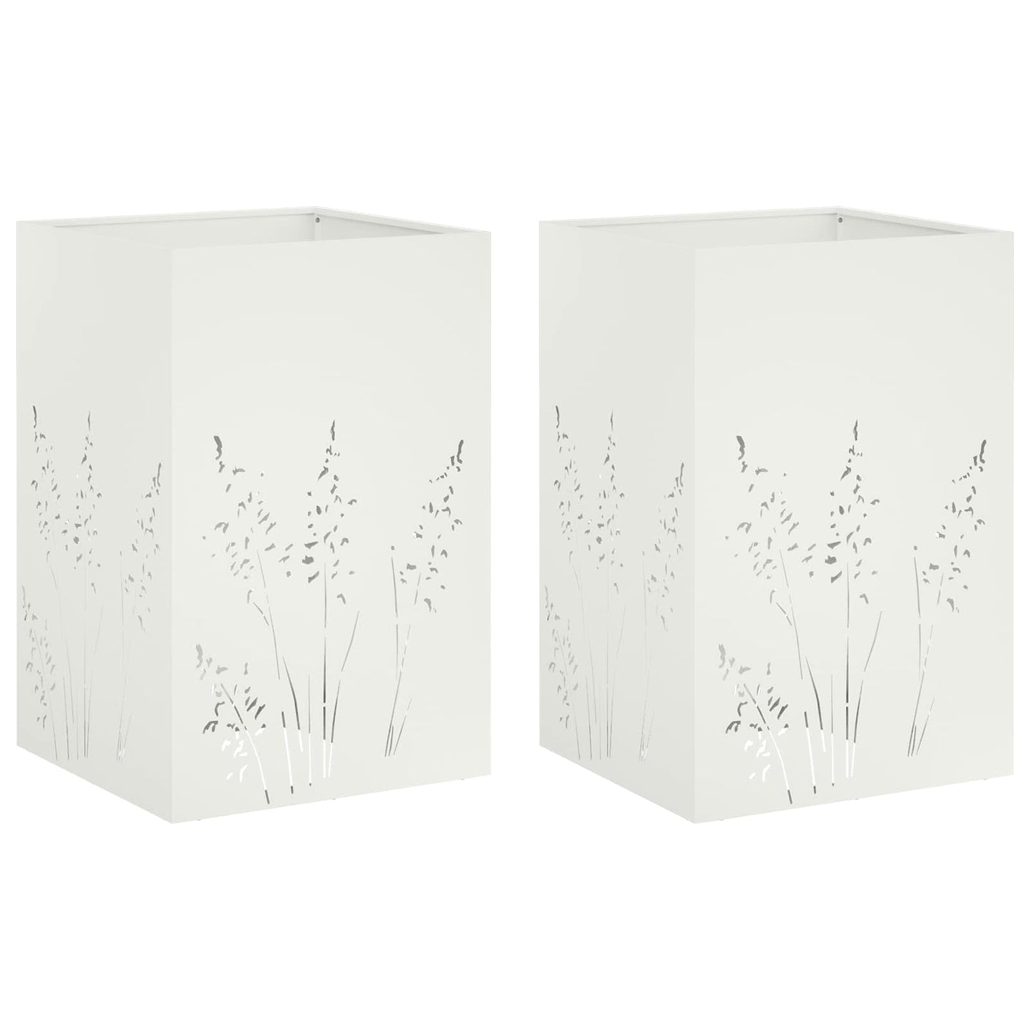 Have Blomsterkrukke 2 stk. Hvid 50 x 50 x 75 cm Koldvalset stål