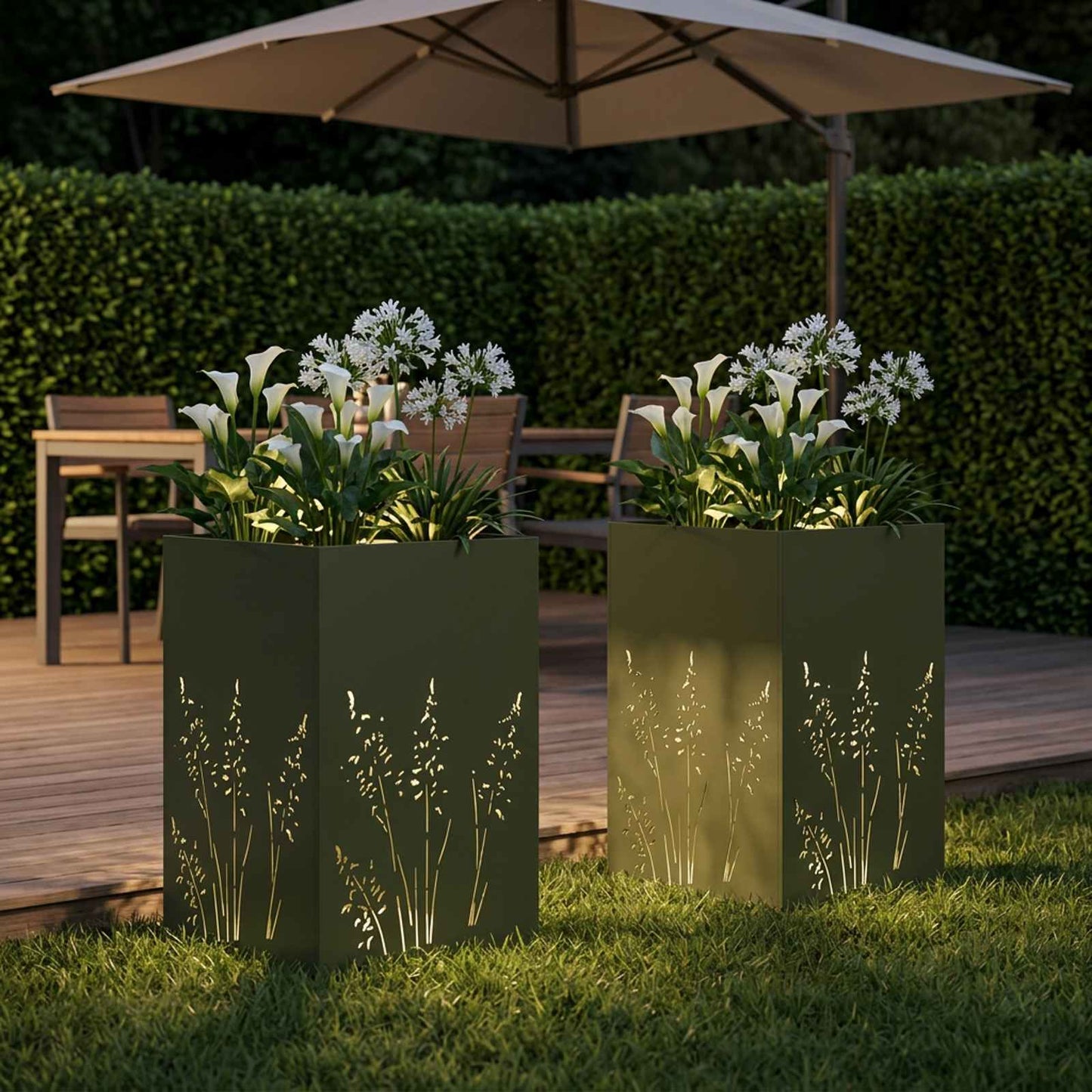 Have Blomsterkrukke 2 stk. Olivengrøn 50 x 50 x 75 cm