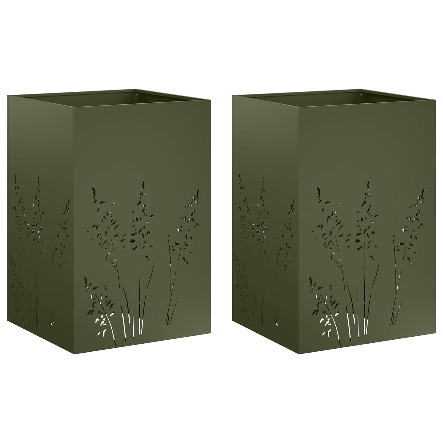 Have Blomsterkrukke 2 stk. Olivengrøn 50 x 50 x 75 cm