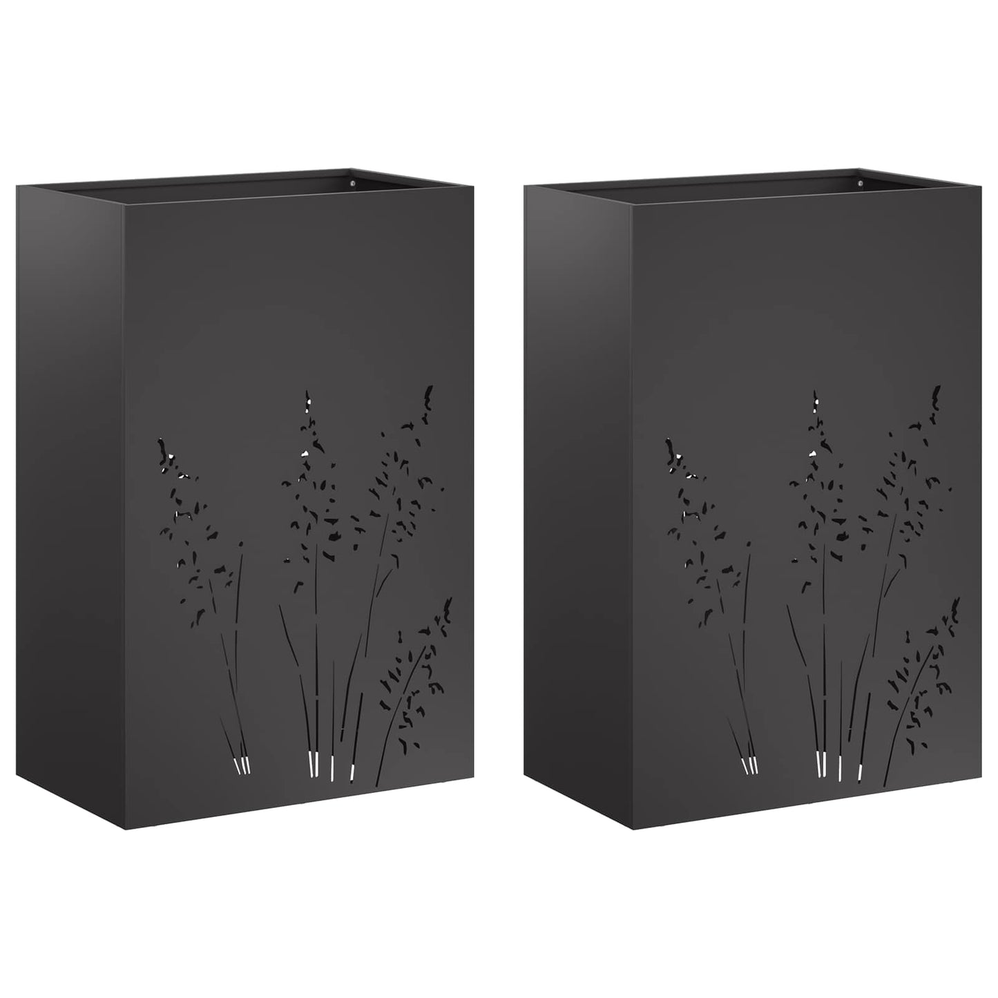 Have Blomsterkrukke 2 stk. Sort 50 x 30 x 75 cm Koldvalset stål