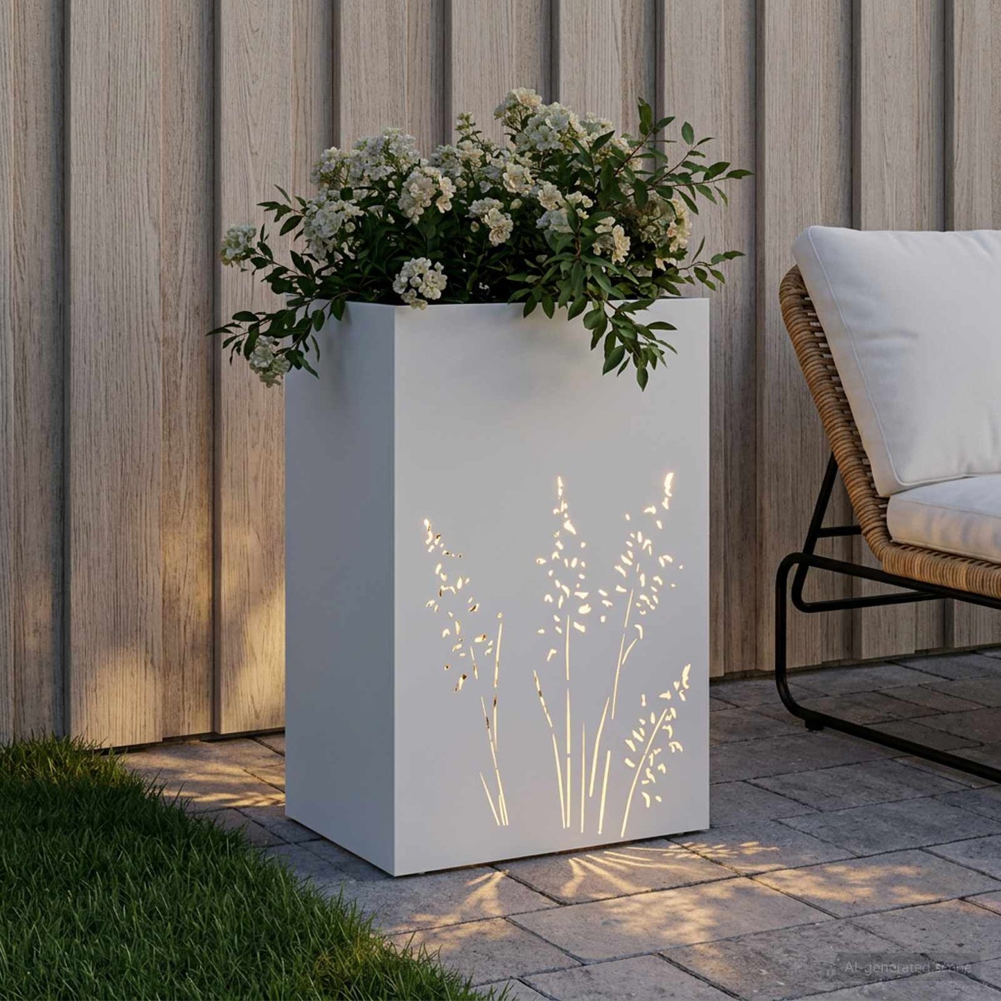 Have Blomsterkrukke Hvid 50 x 30 x 75 cm Koldvalset stål